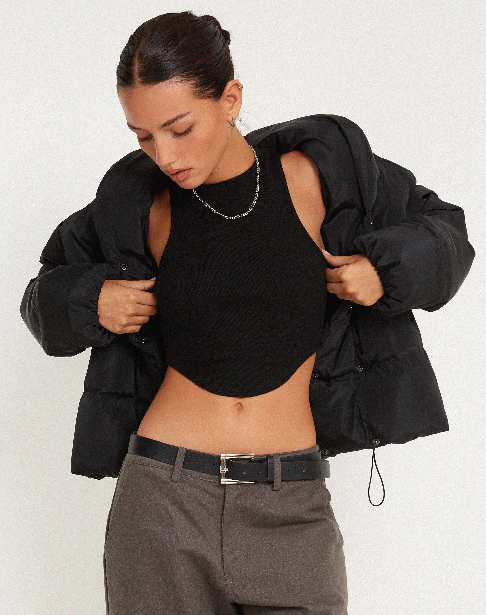 Eloise Vest Top in Black - Awmao