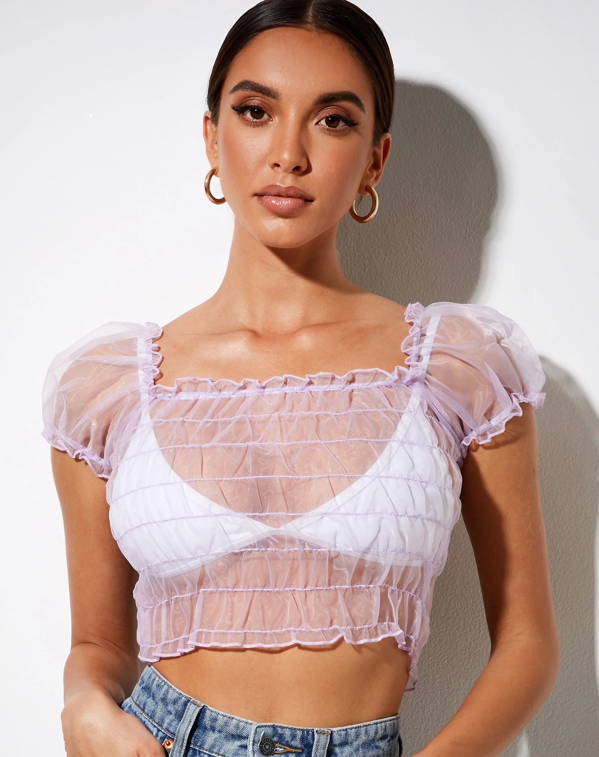 Marilla Crop Top in Lilac - Awmao