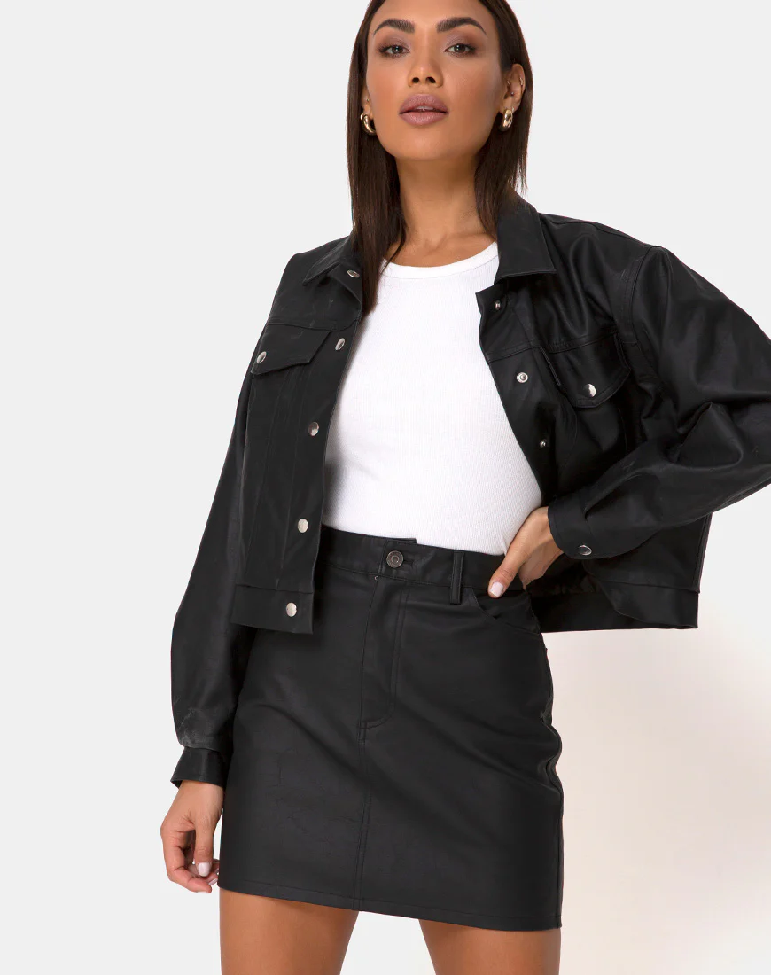 Mori Skirt in PU Black - Awmao