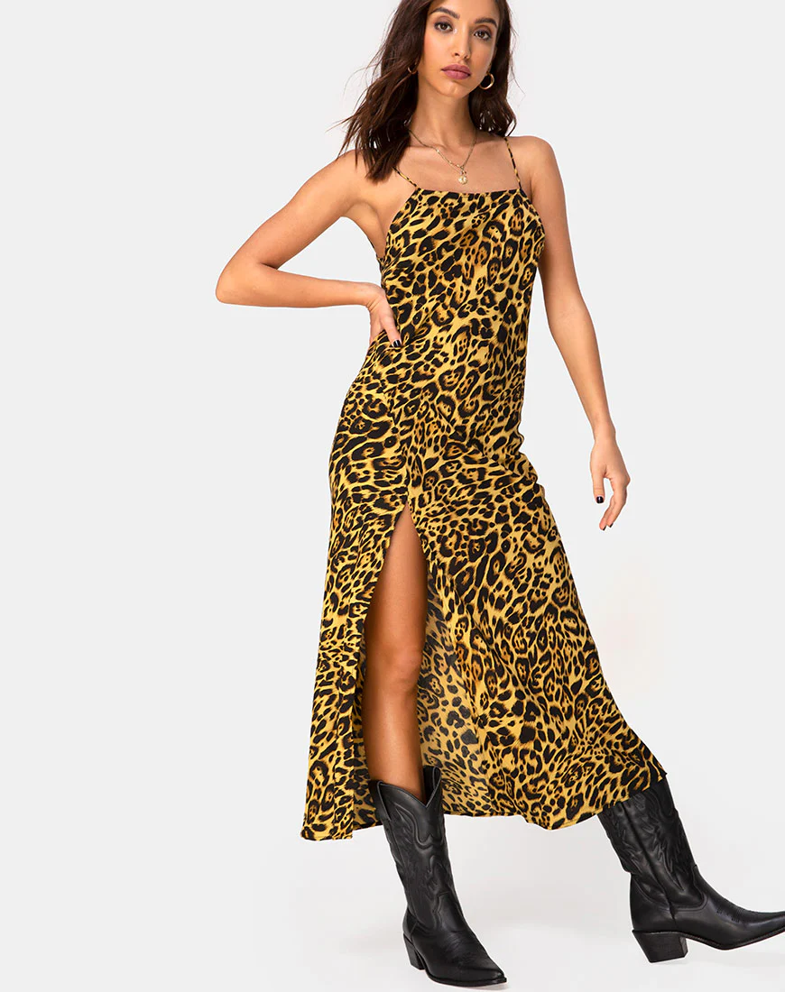 Quinty Dress in Leopard - Awmao