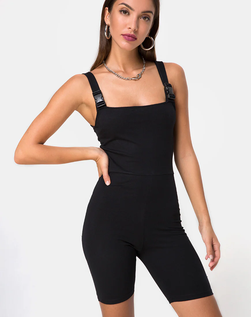 Acrety Unitard in Black Buckles - Awmao