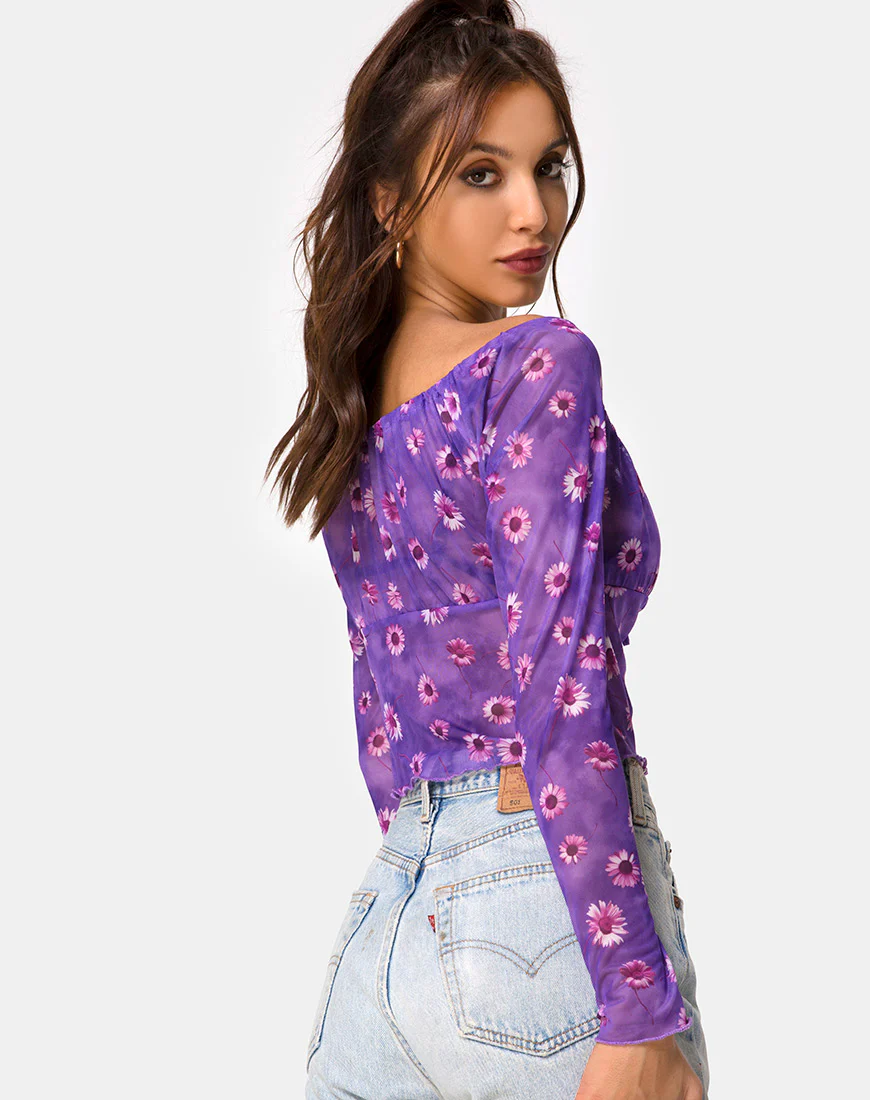 Janina Top in Daisy Daze Purple - Awmao