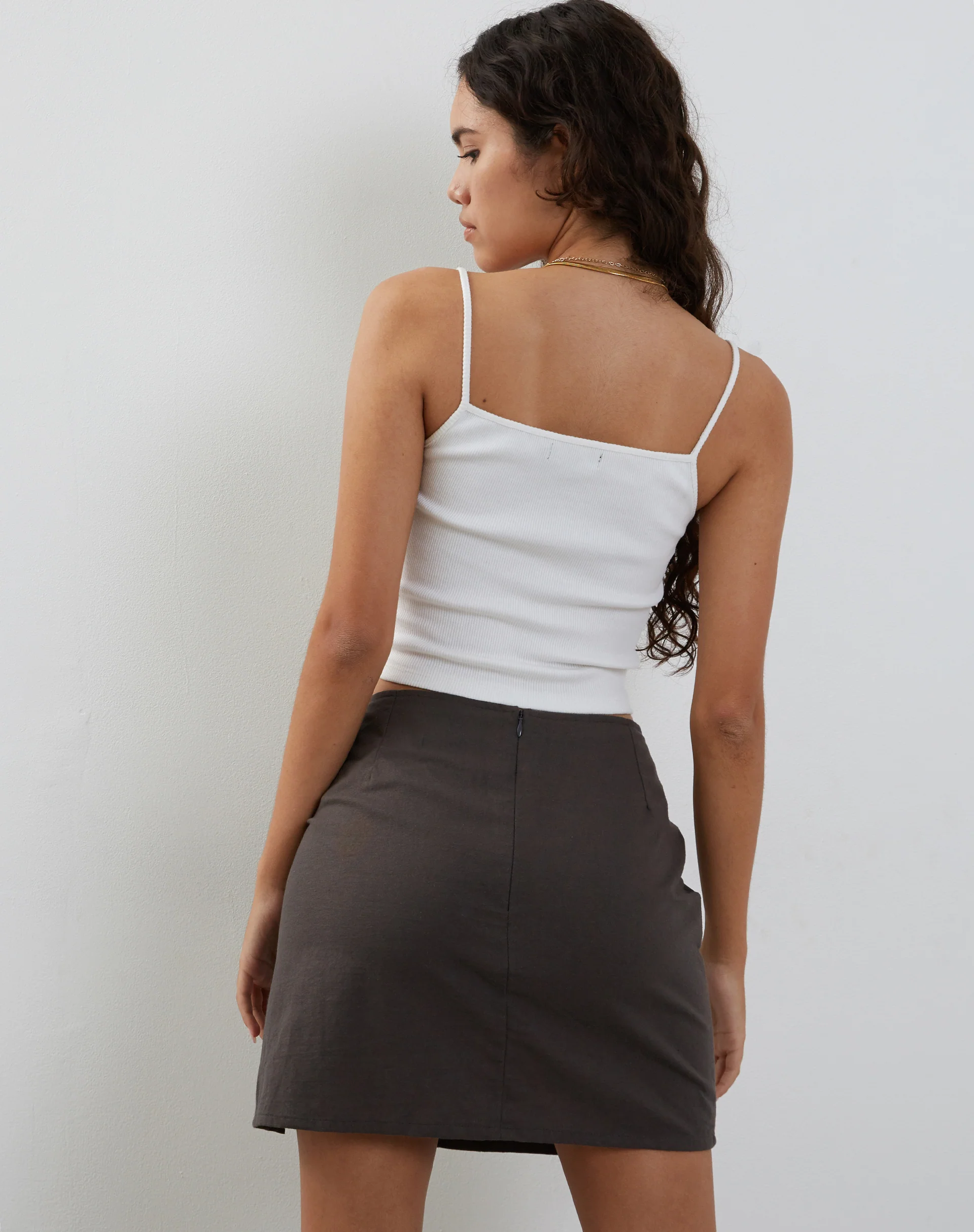 Sheny Mini Skirt in Charcoal Grey - Awmao