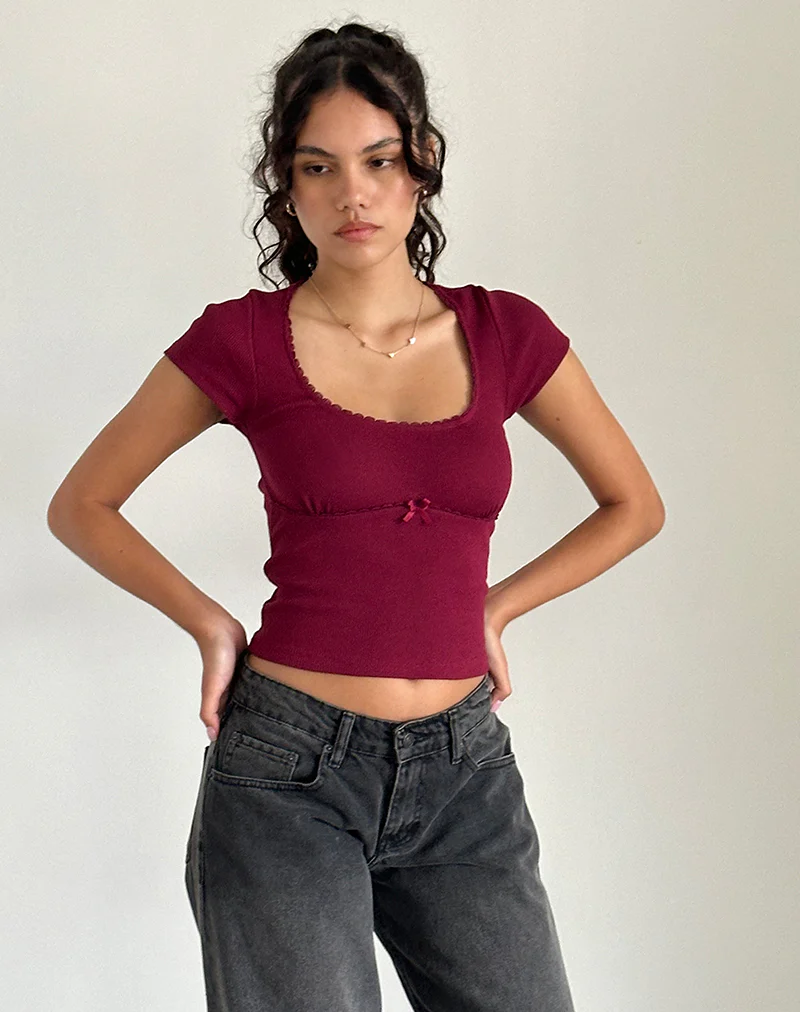 Rada Top in Rib Burgundy - Awmao