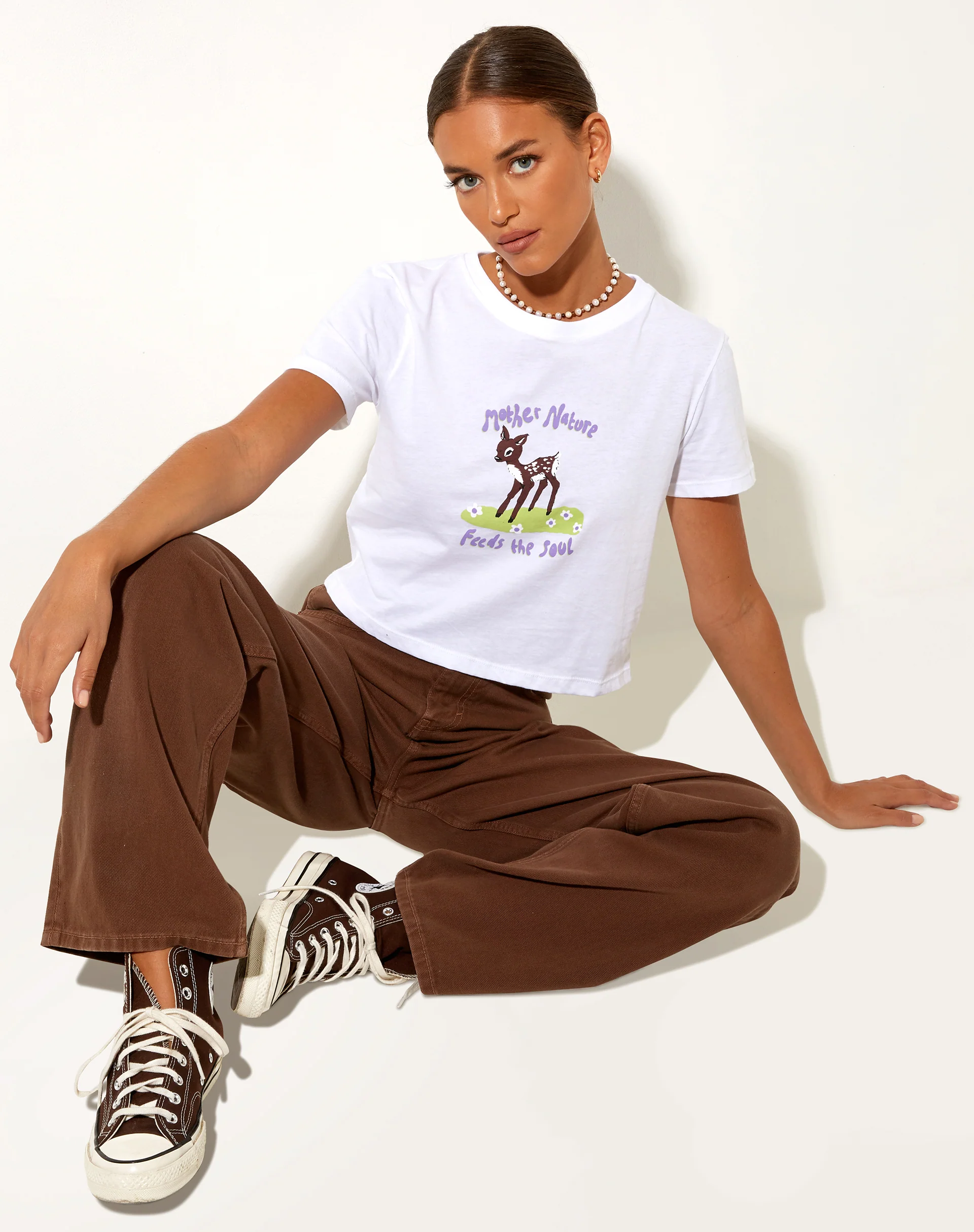 Shrunk Tee in White Mother Nature - Awmao