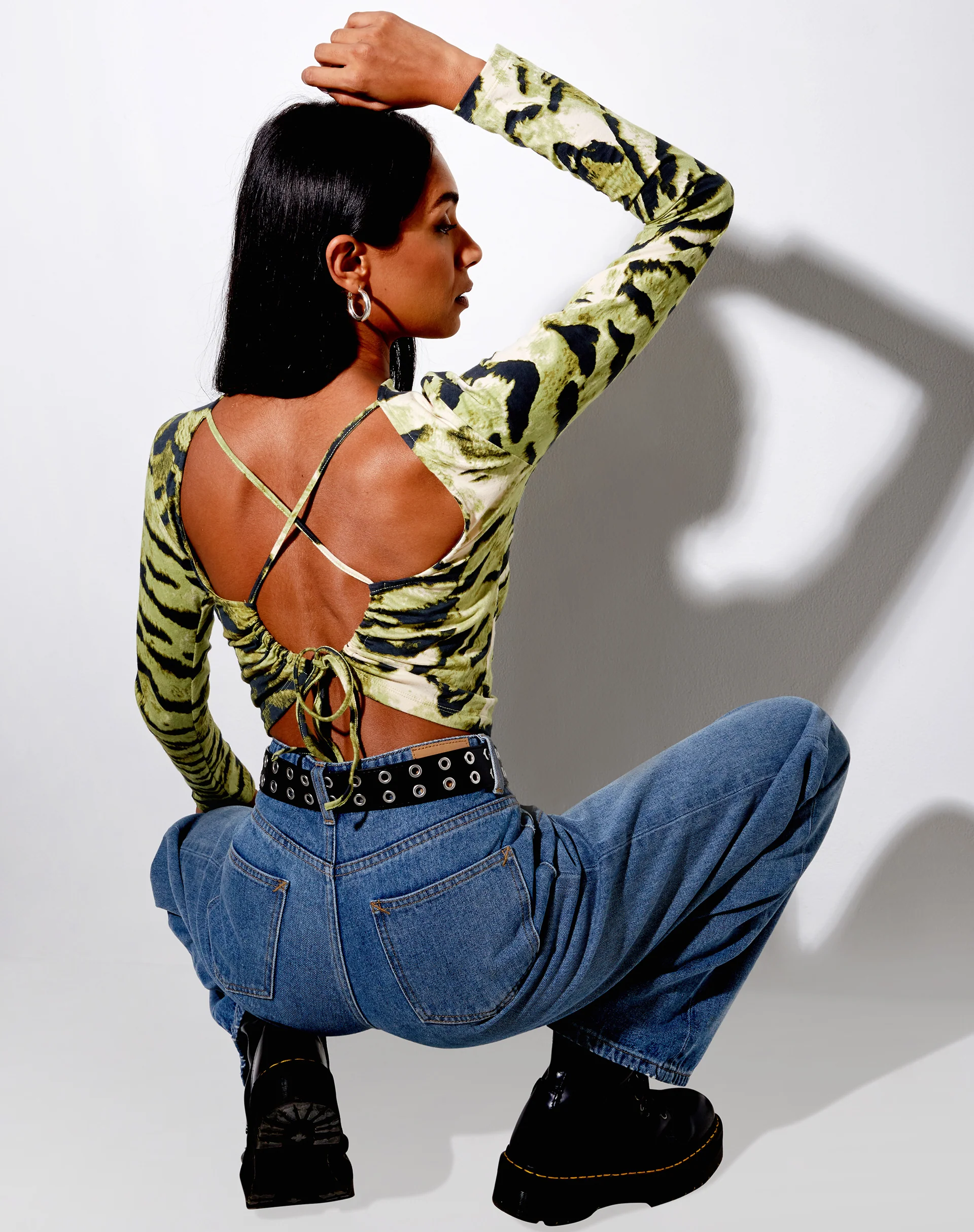 Lali Crop Top in Tiger Full Khaki - Awmao