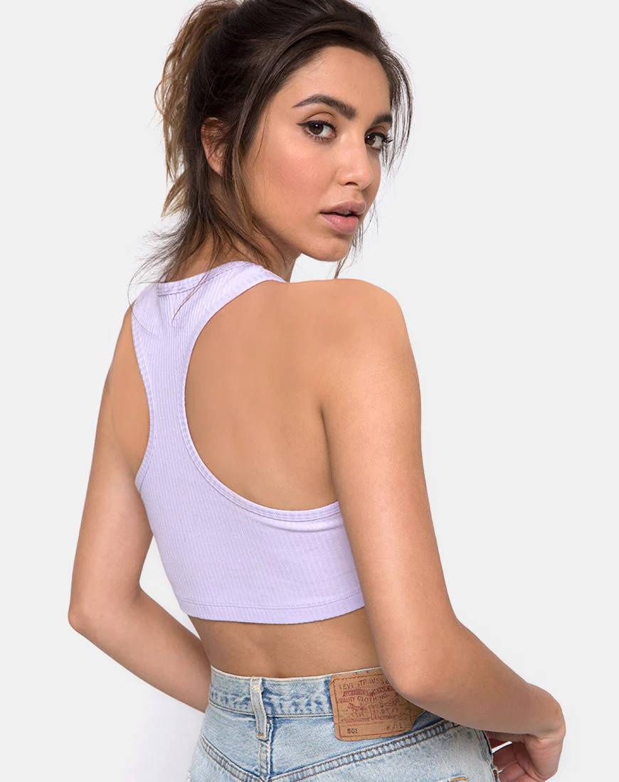 Edina Crop Top Rib Lilac - Awmao