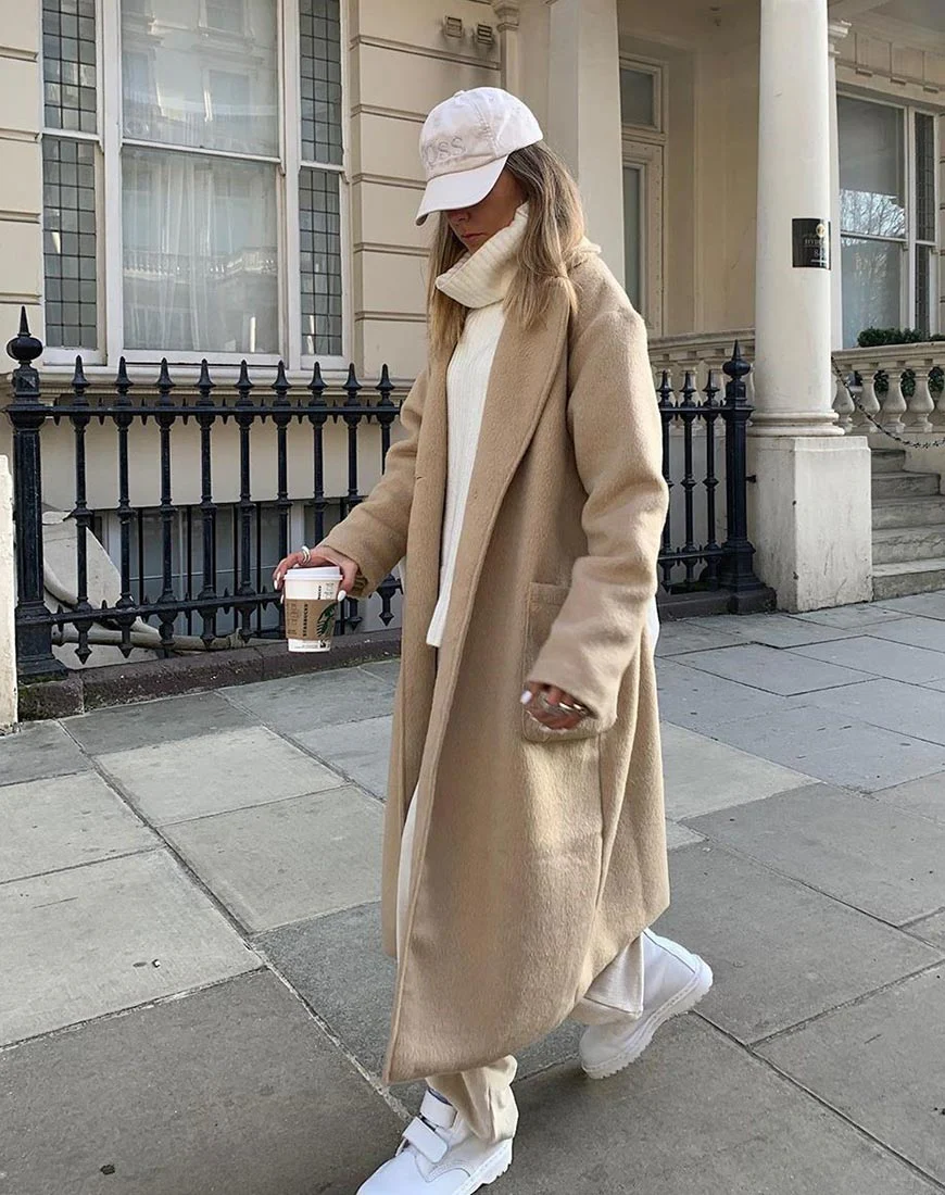 Duster Coat in Woven Tan - Awmao