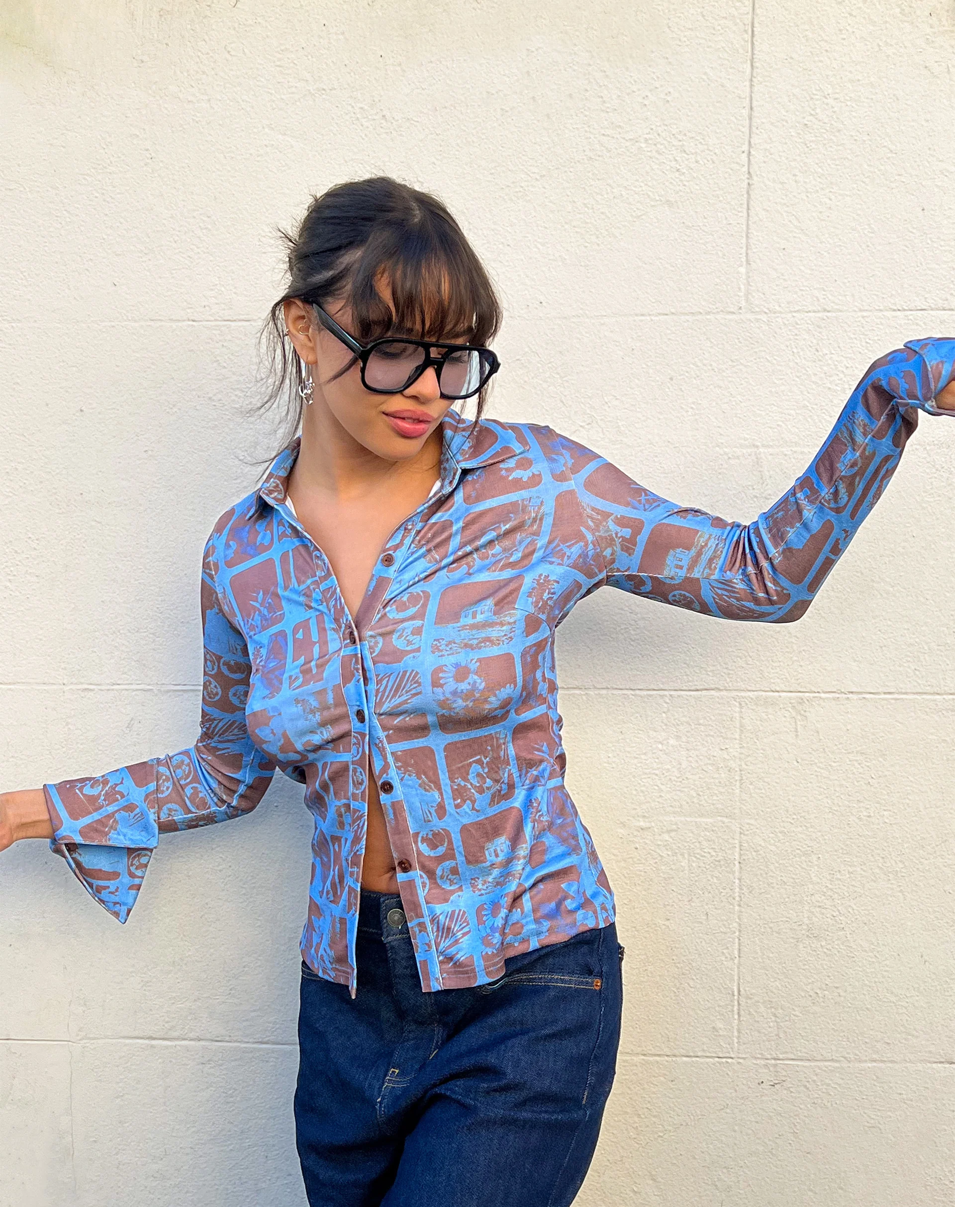 Keani Long Sleeve Shirt in Photographic Blue - Awmao