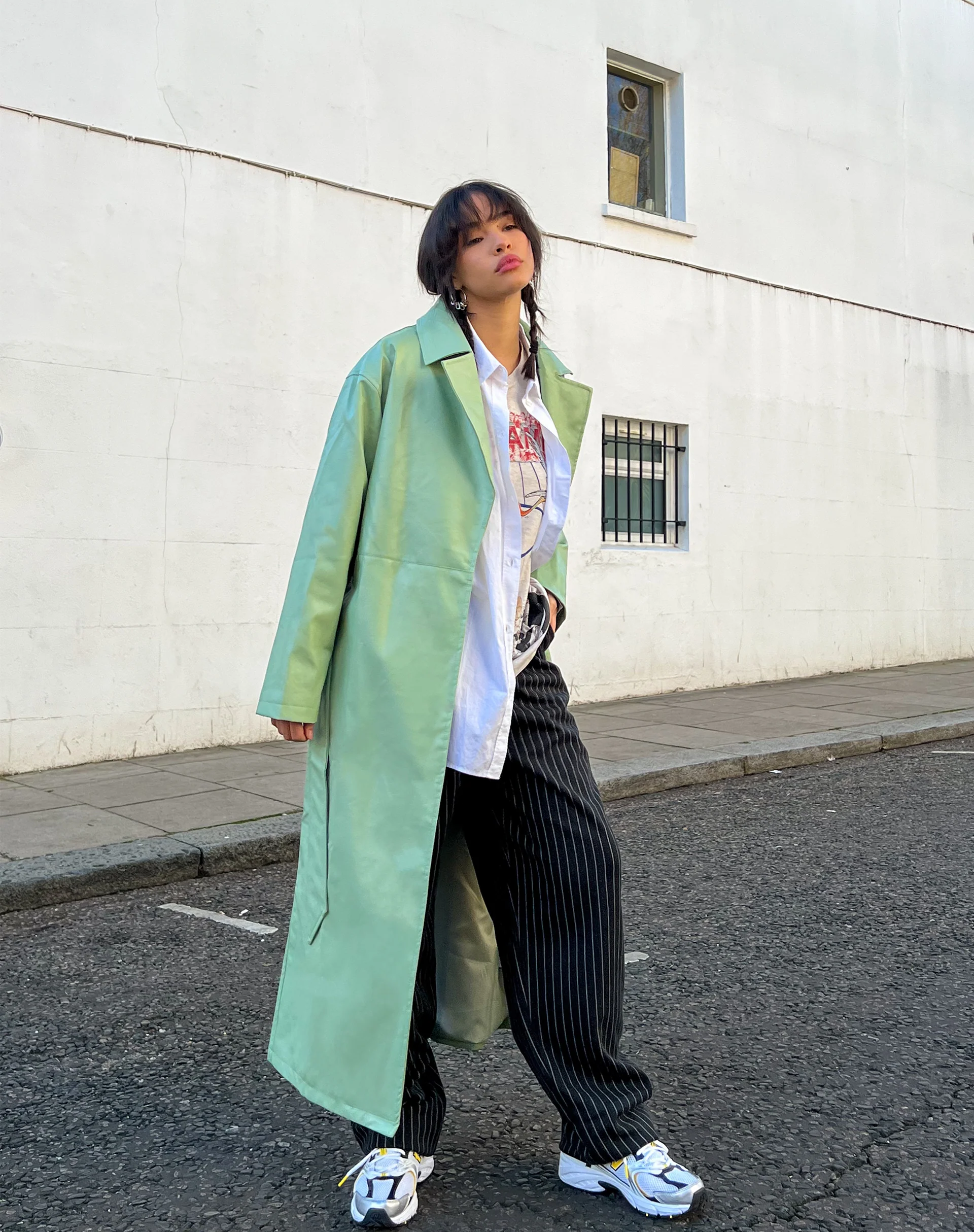 Ejo Trench Coat in PU Mint - Awmao