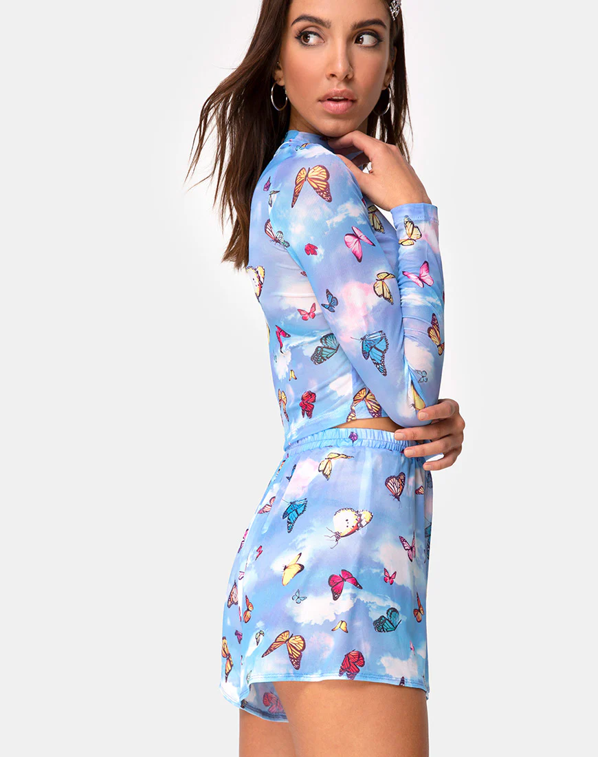 Boris Short in Mesh Blue Butterfly - Awmao