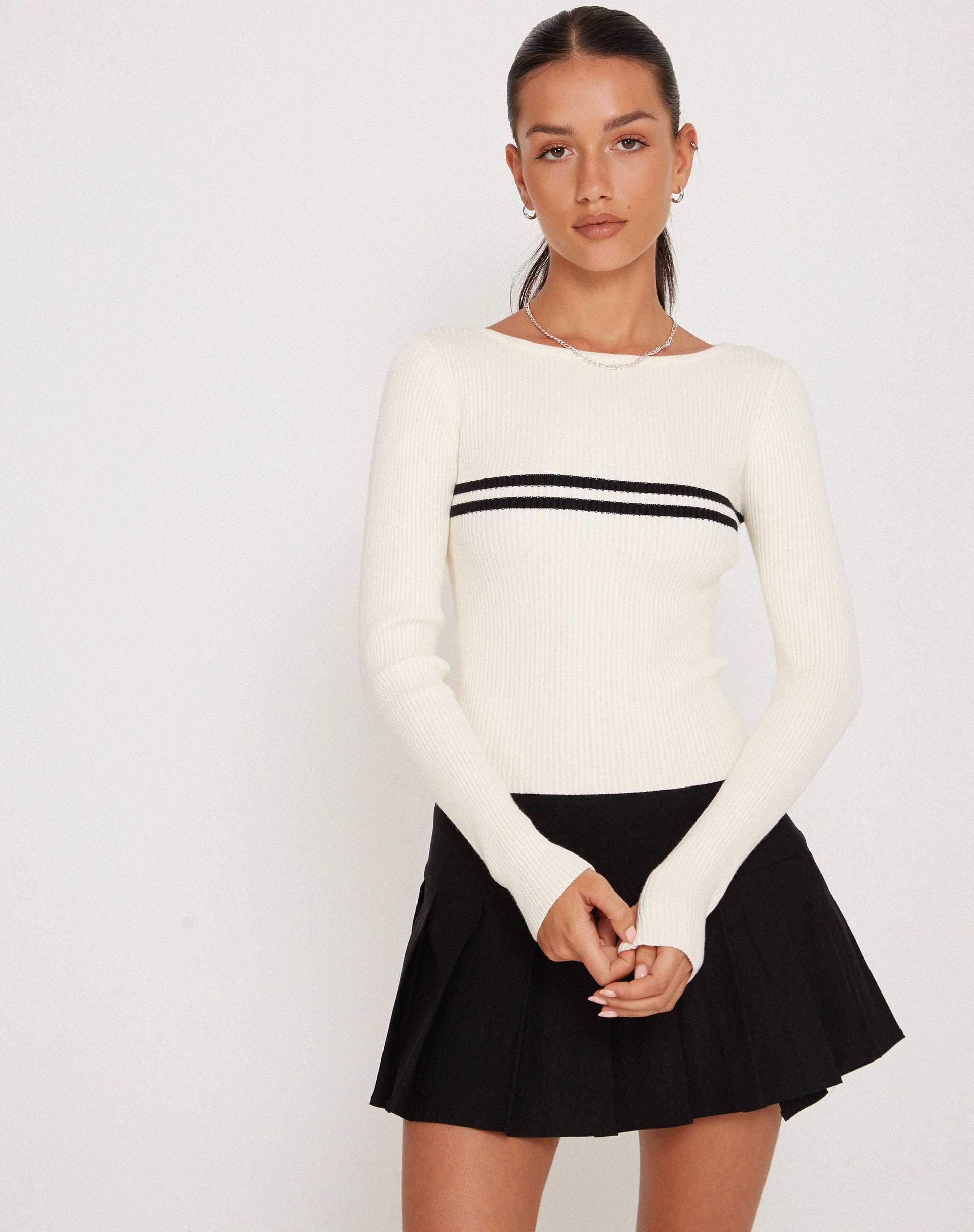 Buana Long Sleeve Top in Ivory - Awmao
