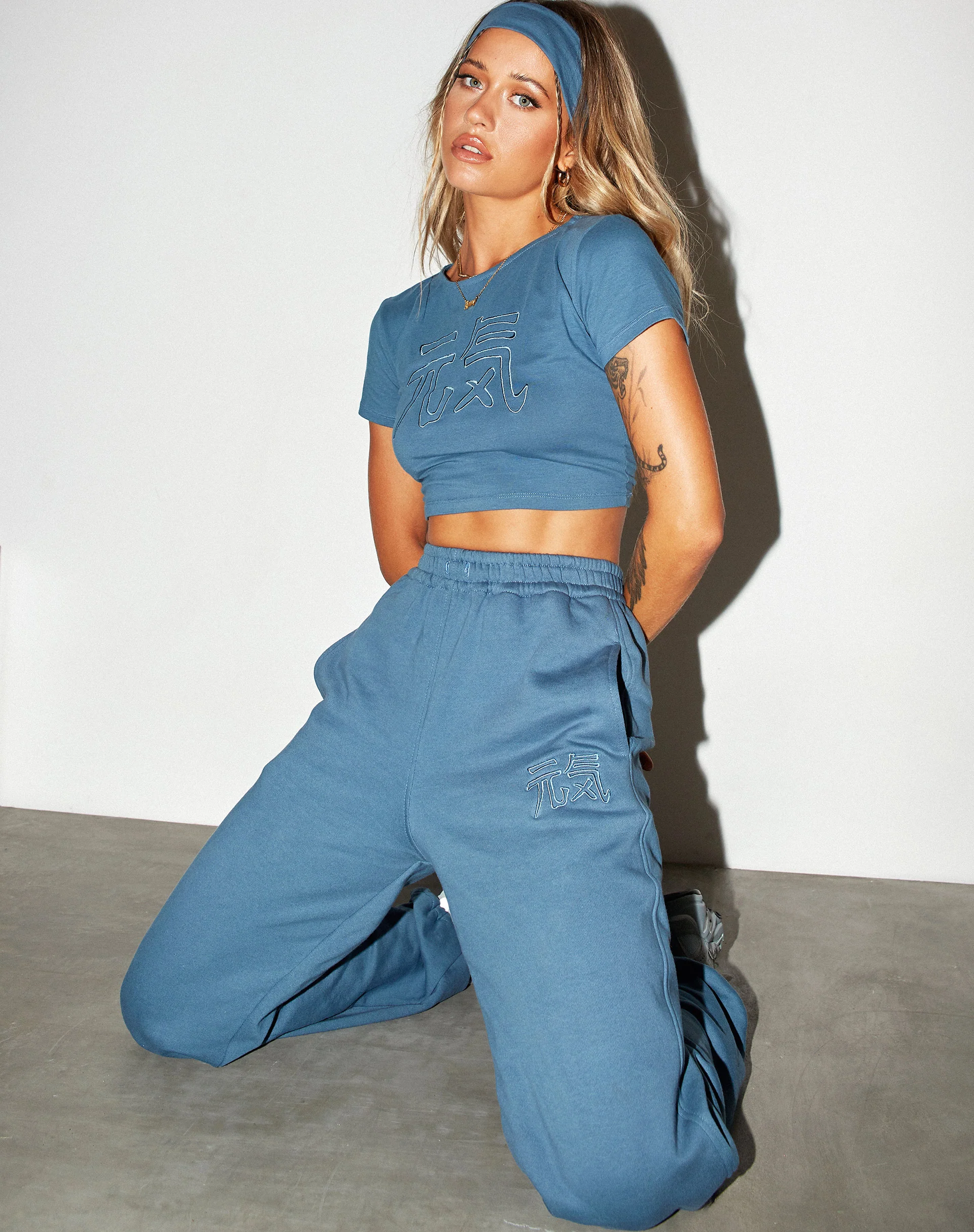Bungee Jogger in Mineral Blue Japanese 'Spirit' Embro - Awmao