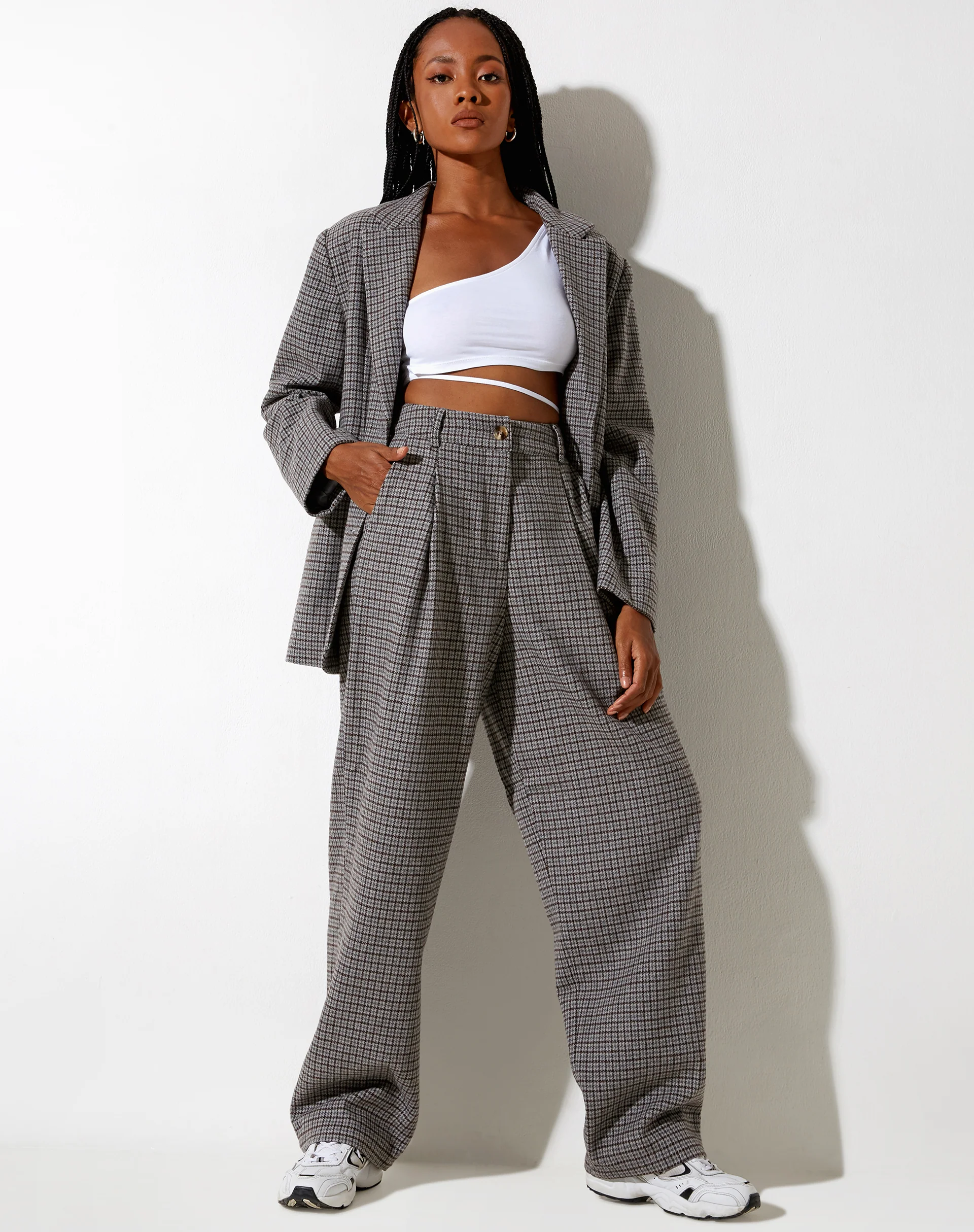 Sakila Trouser in Wool Grey and Black - Awmao