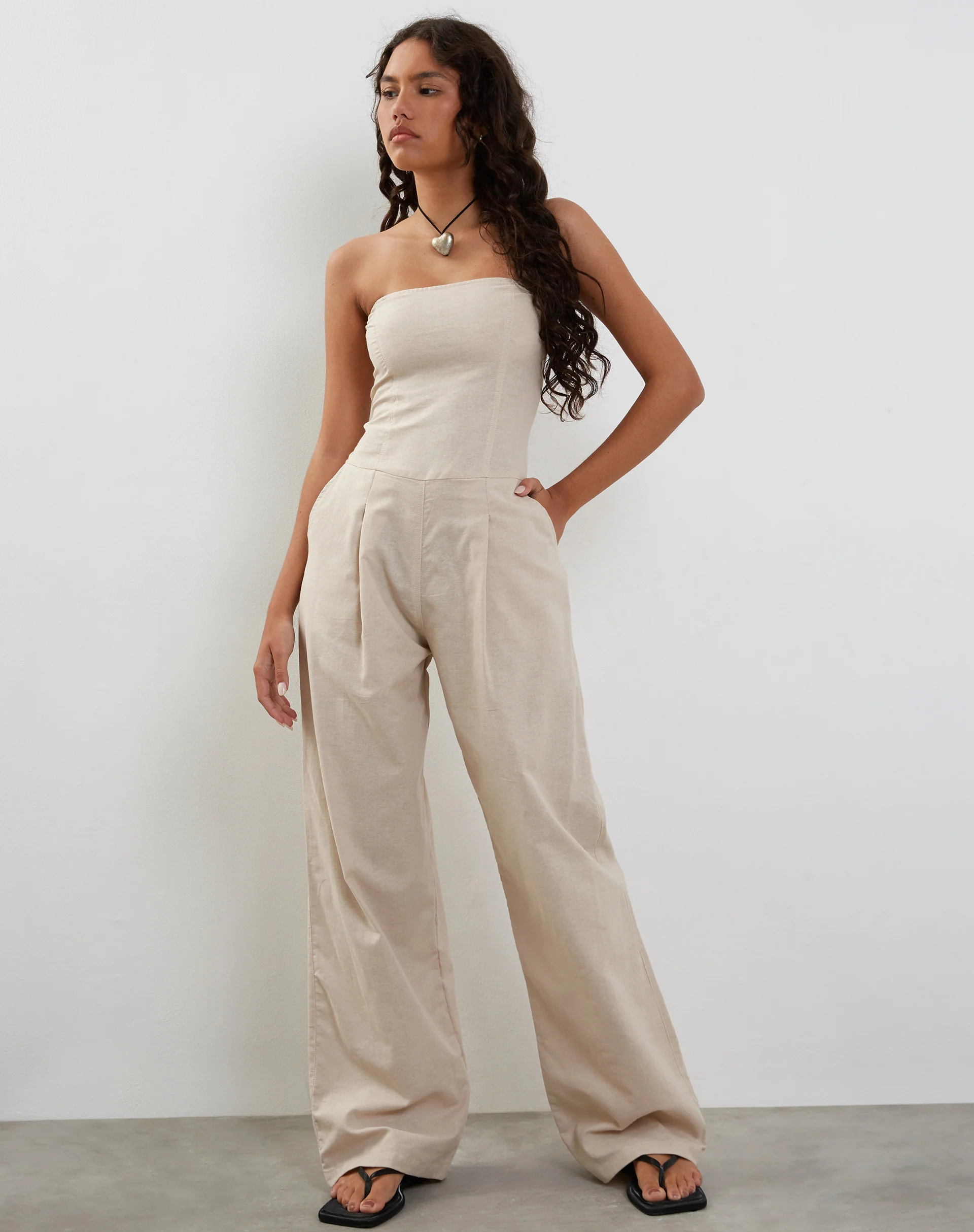 Kyaria Bandeau Jumpsuit in Ecru - Awmao