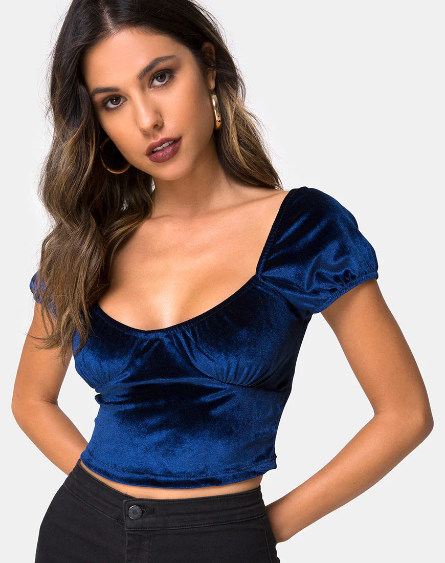 Glaty Top in Velvet Navy - Awmao