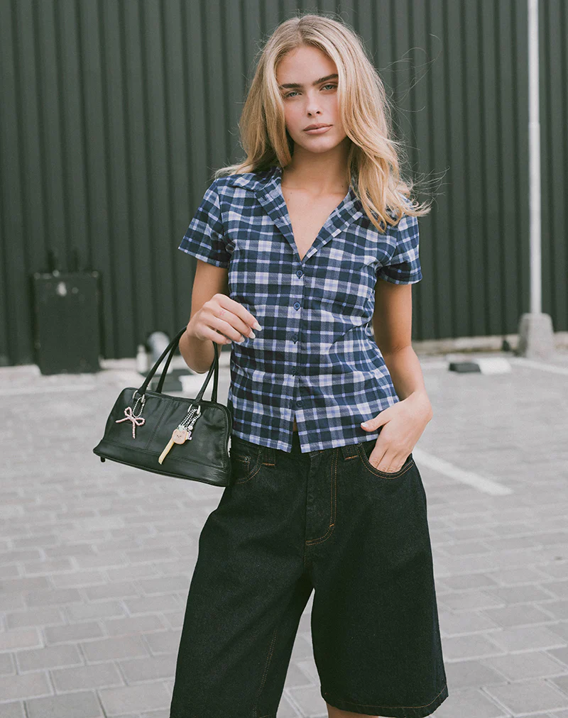 Wilman Shirt in Tartan Dark Blue - Awmao