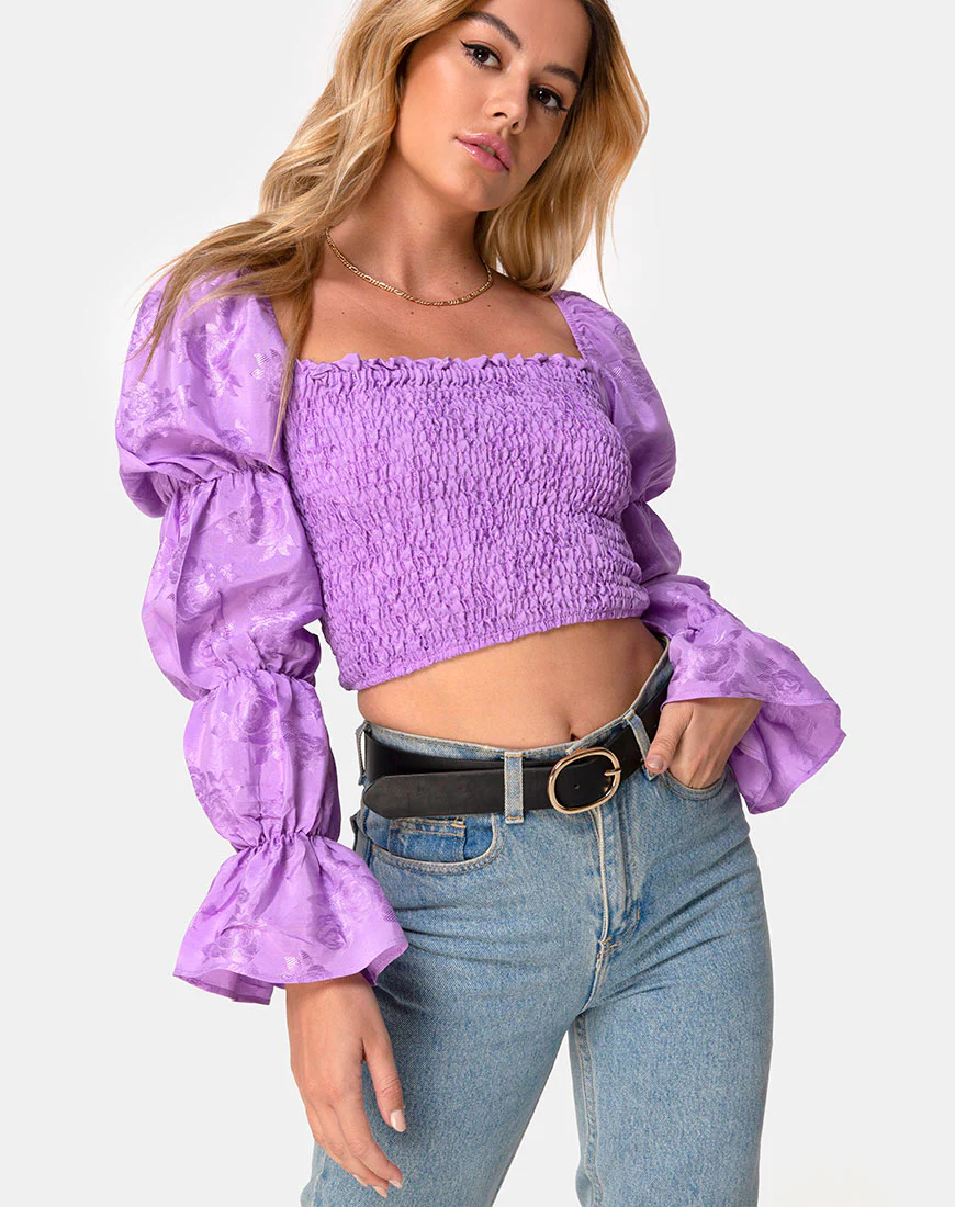 Velina Top in Satin Rose Lilac - Awmao