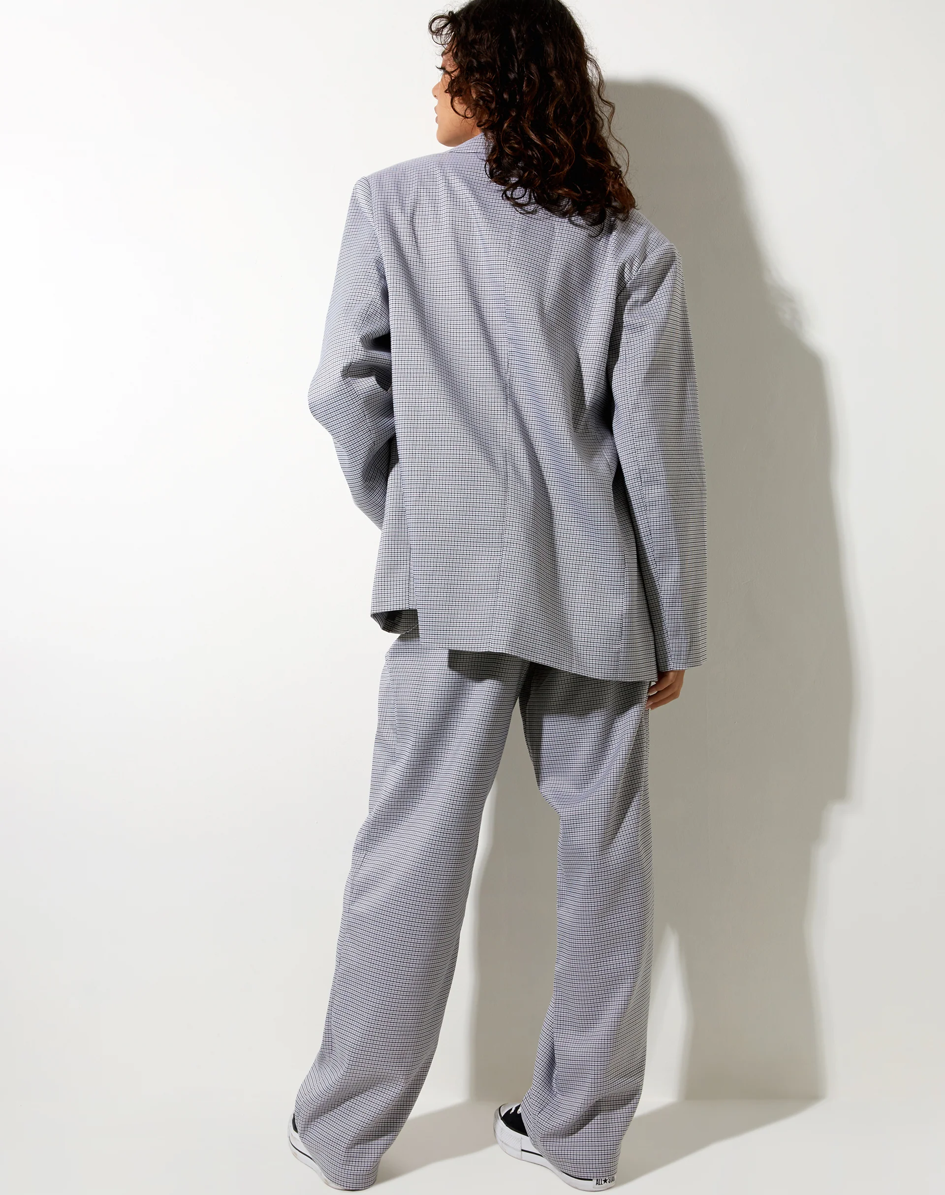 Maiwa Blazer in Small Check Black Grey - Awmao
