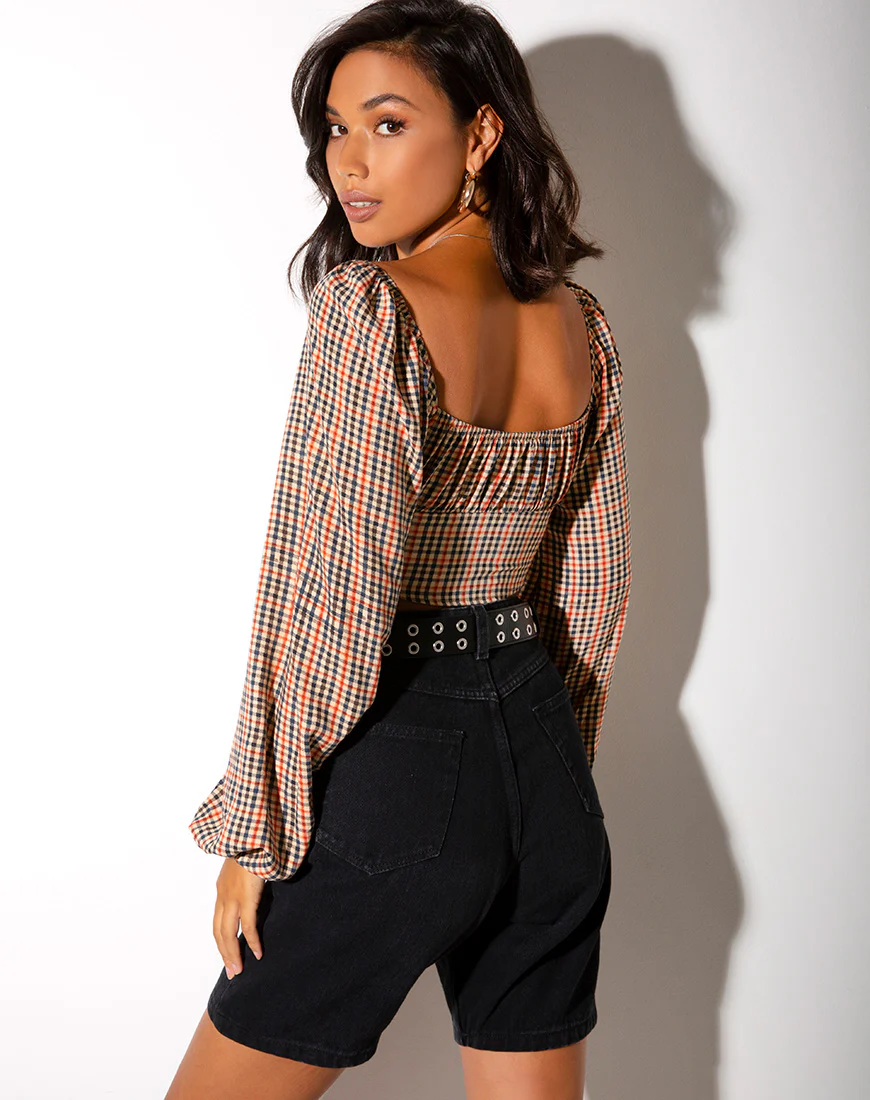 Irene Crop Top in Country Check - Awmao