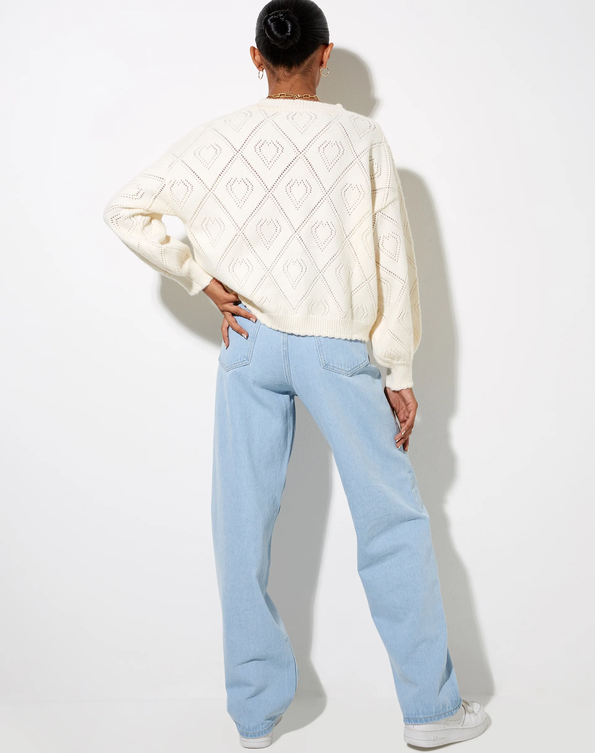 Ammar Jumper in Diamond and Heart Cream - Awmao