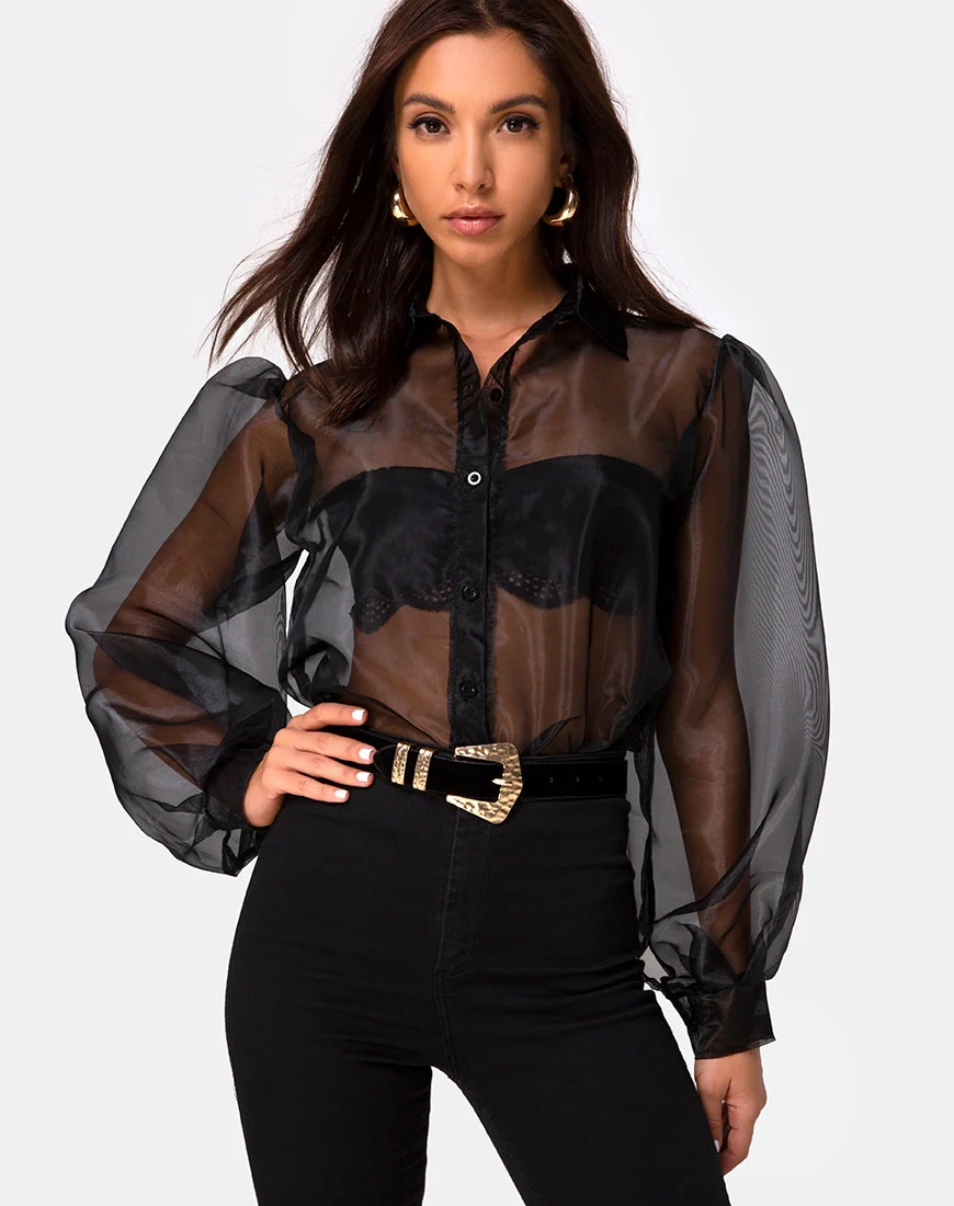 Makiza Top in Black Organza - Awmao