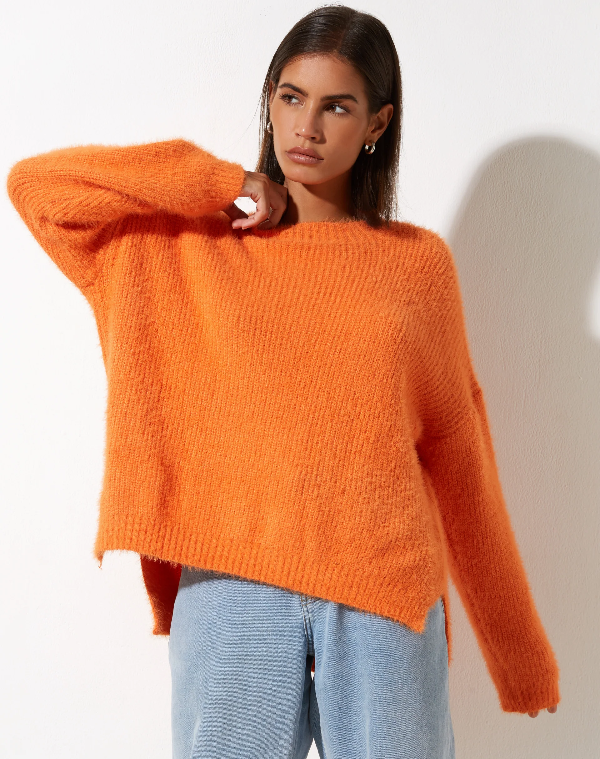 Bondy Jumper in Knit Persimmon Orange - Awmao