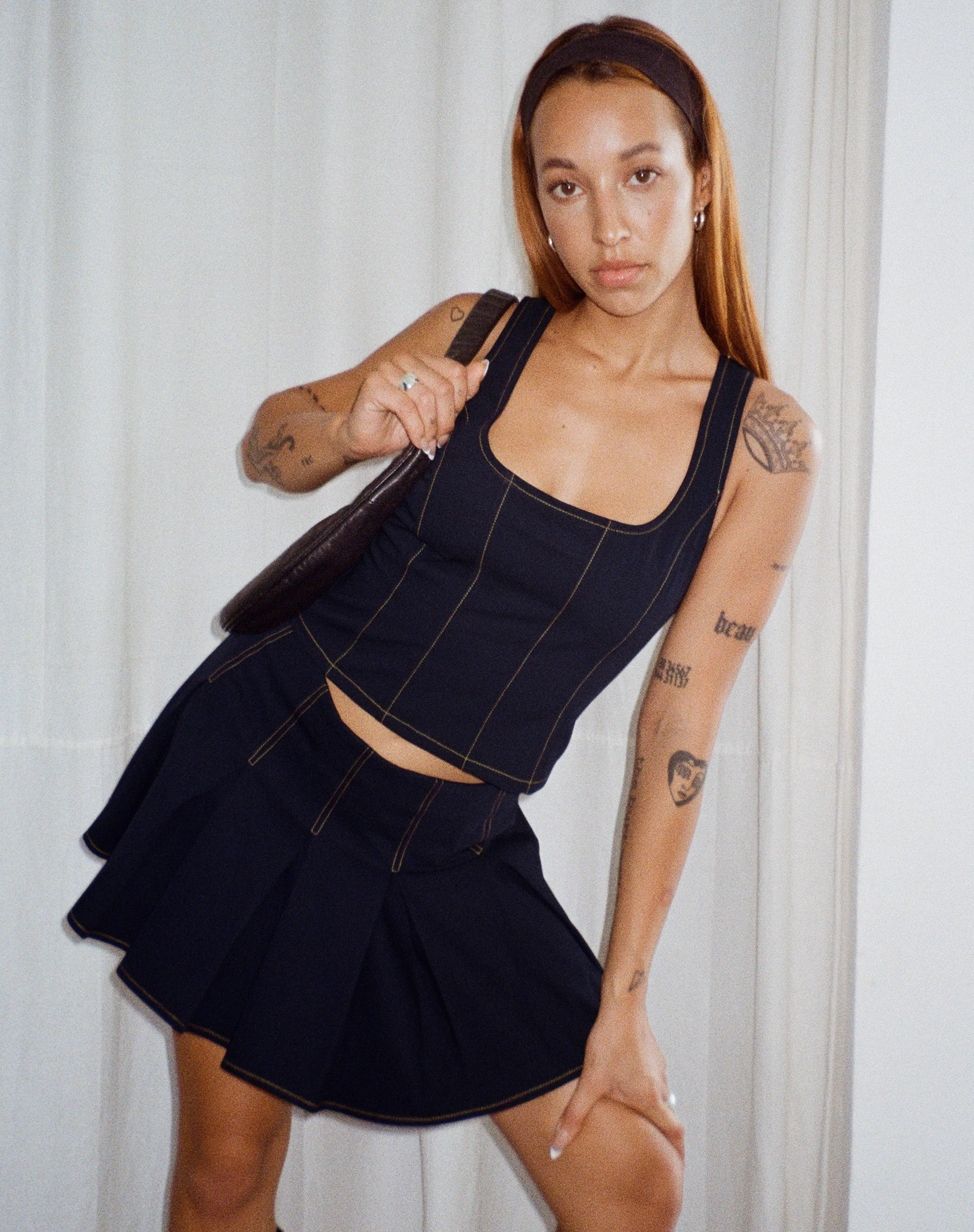 Kayaso Corset Top in Navy - Awmao