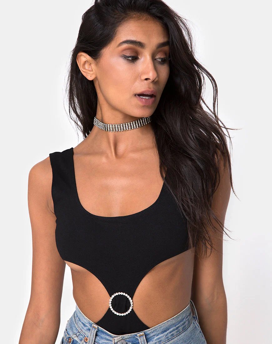 Varga Cutout Bodice in Diamante Ring Black - Awmao