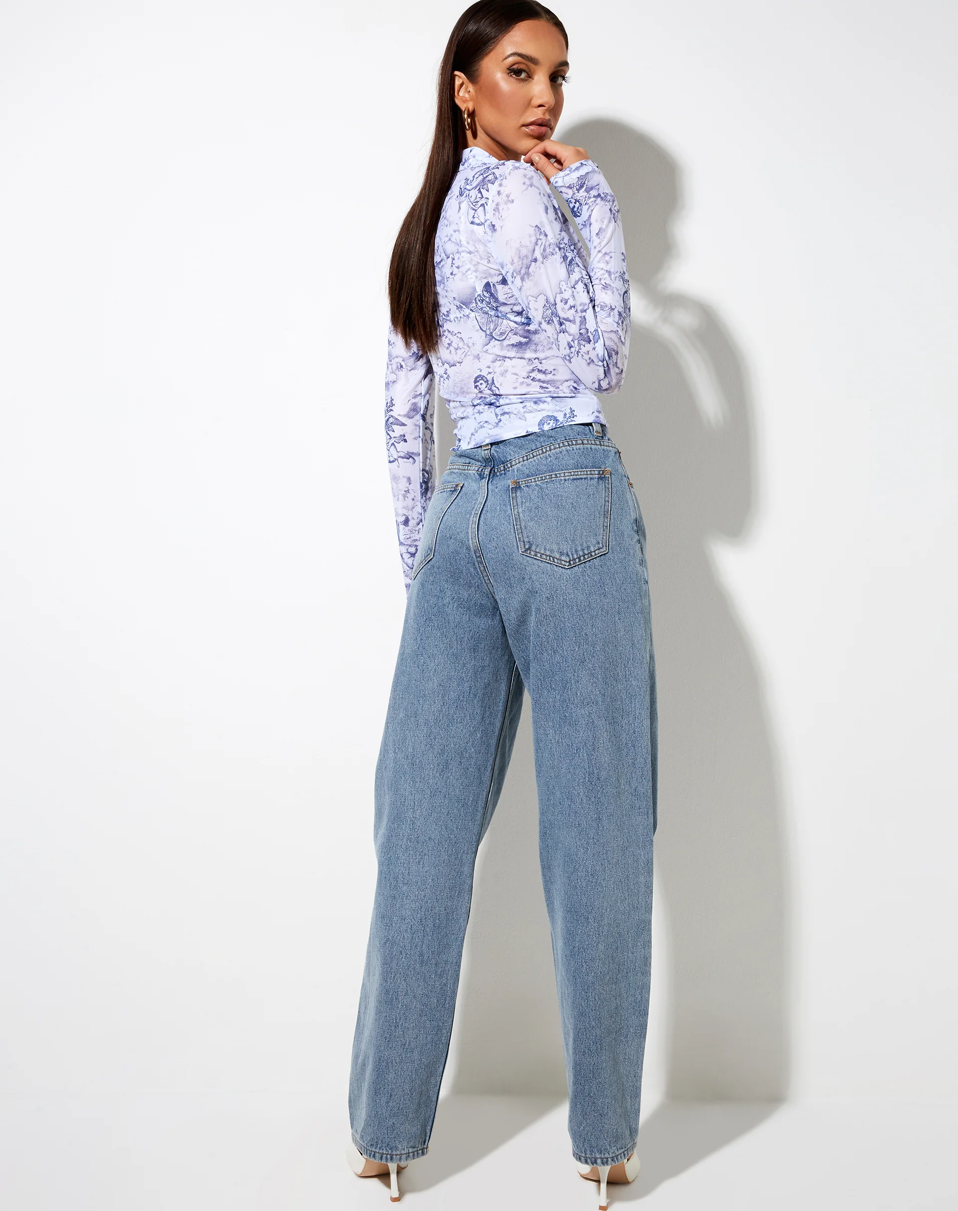 Kelly Shirt in 20's Cherub White Blue - Awmao