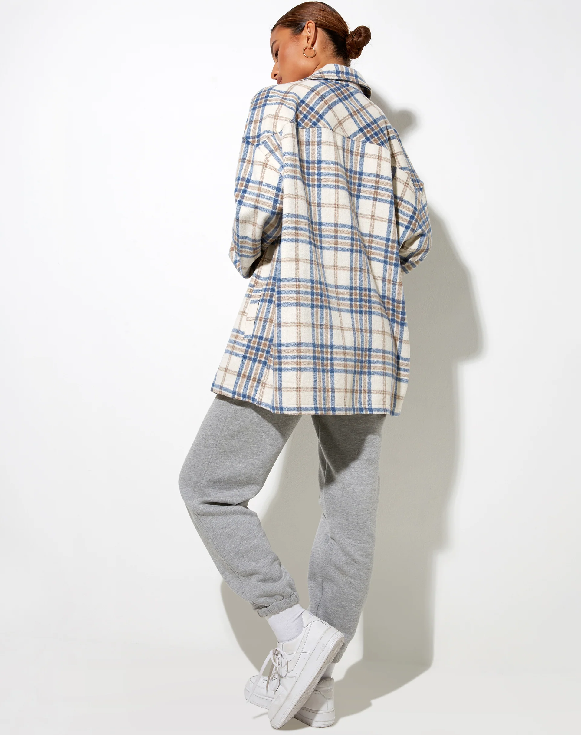 Marcel Shirt in Big Check White Blue Tan - Awmao