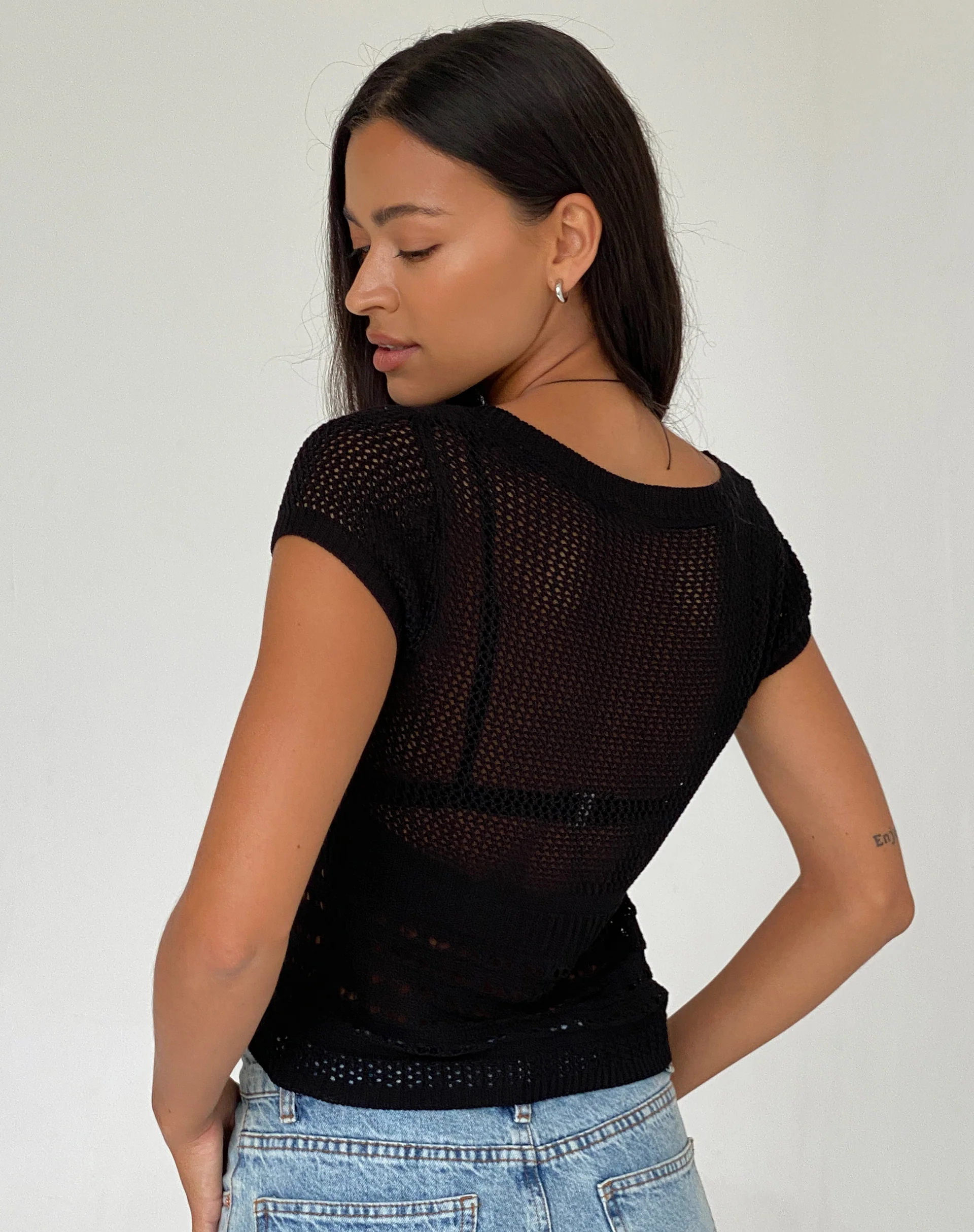 Maika Knitted Top in Black - Awmao