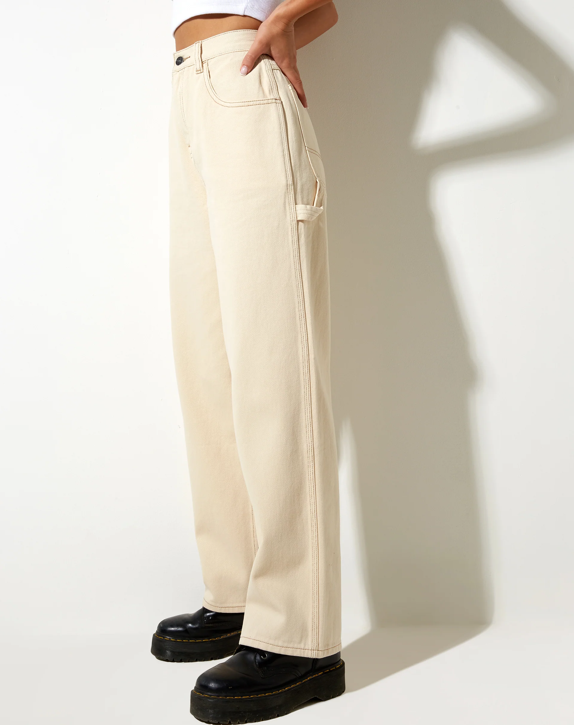 Carpenter Jeans in Ecru - Awmao
