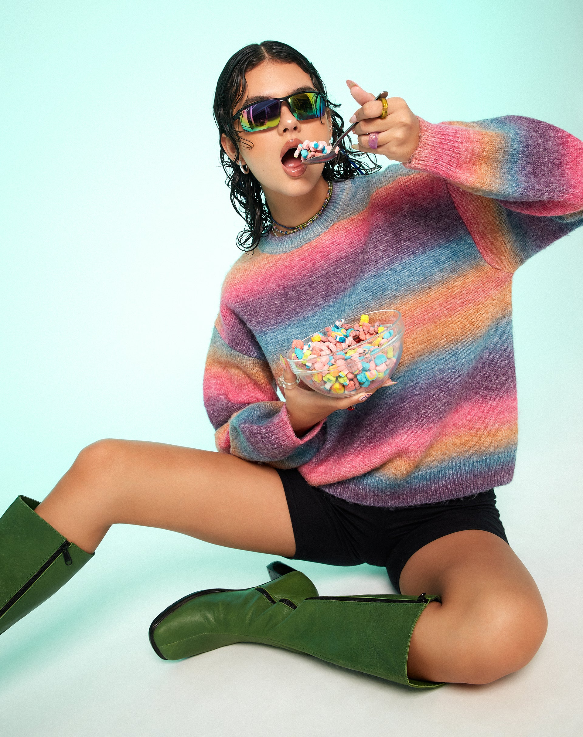 MOTEL X OLIVIA NEILL Ammaria Jumper in Pink and Purple - Awmao