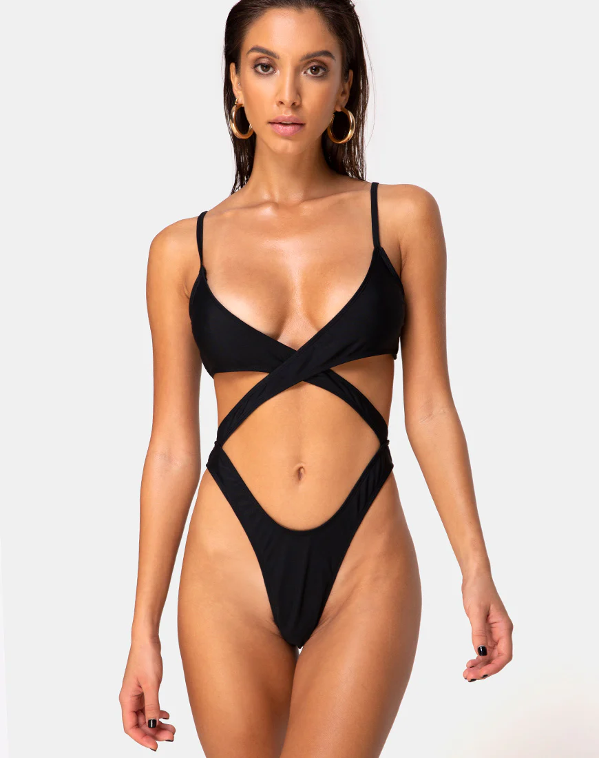 Riko Swimsuit in Matte Black - Awmao
