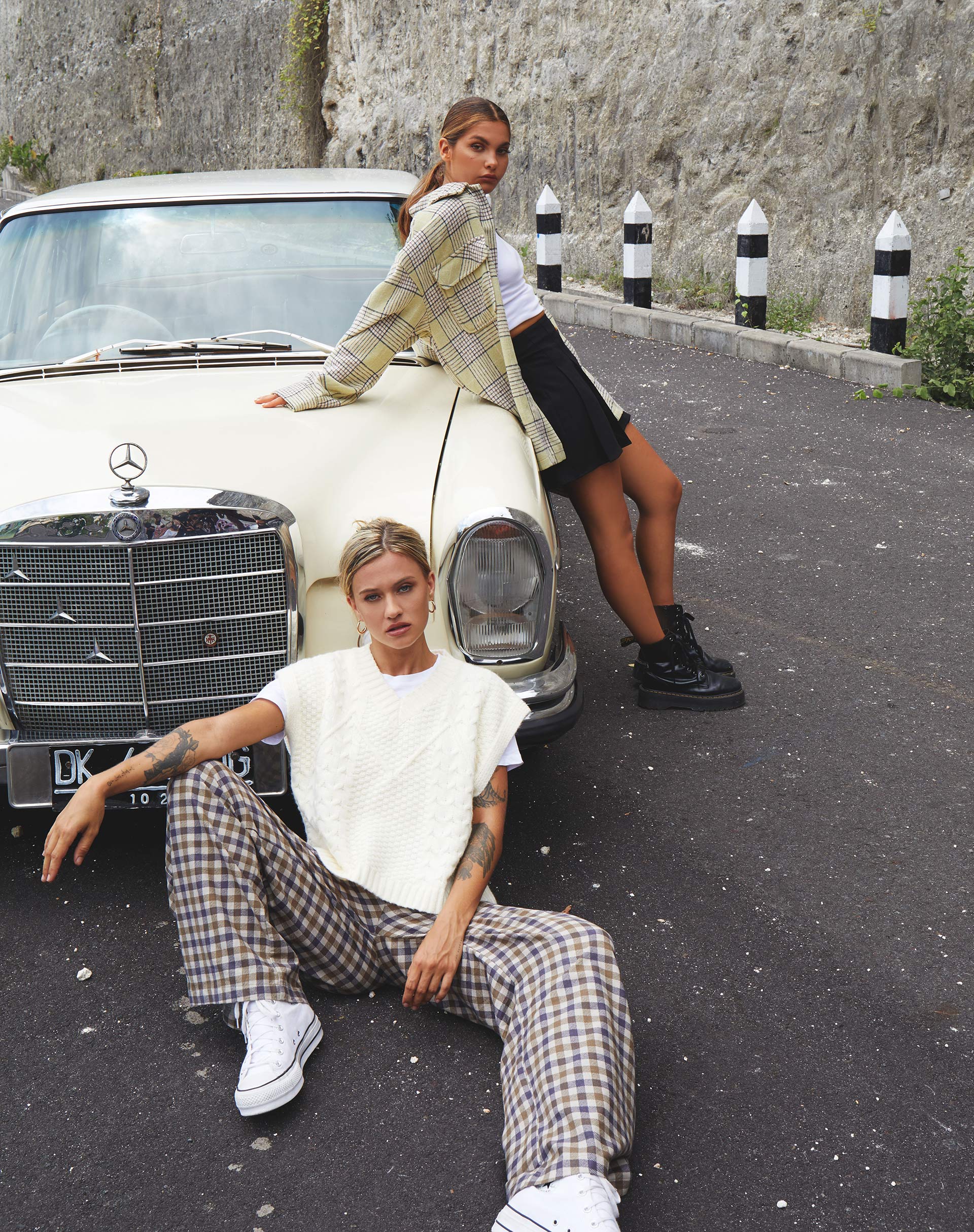 Yeva Trouser in 40's Check Tan - Awmao