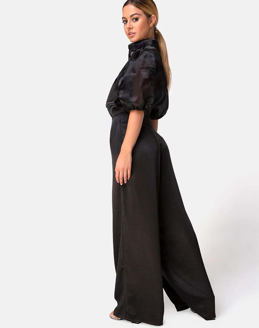 Mara Trouser in Satin Black - Awmao