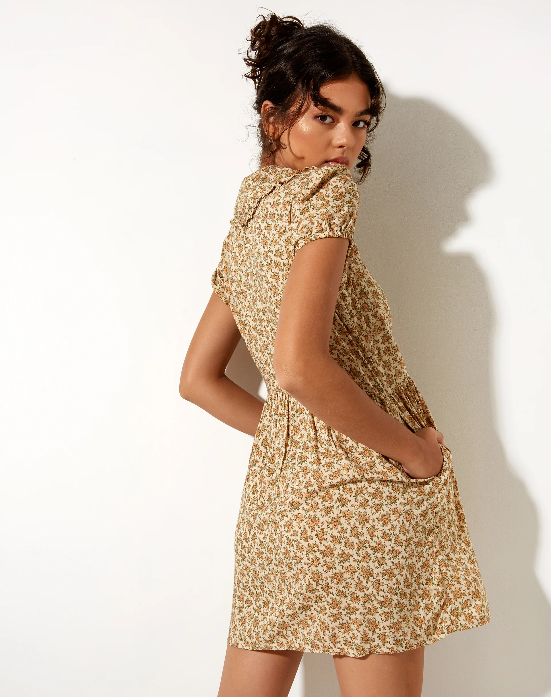 Shire Mini Dress in Washed Ditsy - Awmao