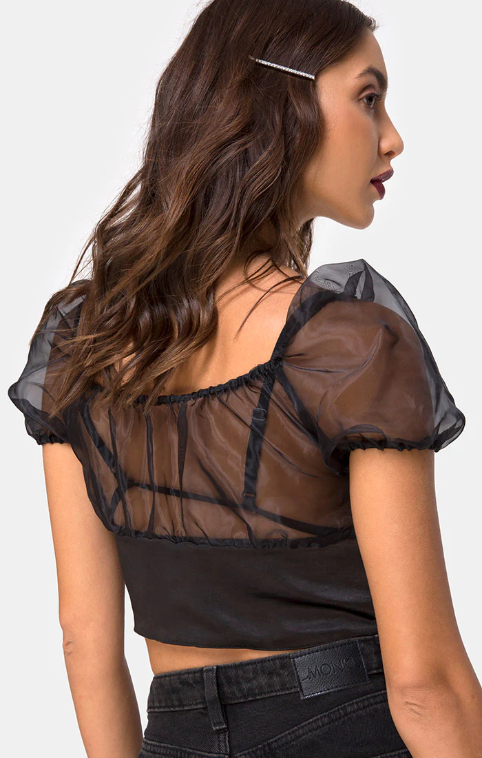 Ruina Top in Satin Black - Awmao