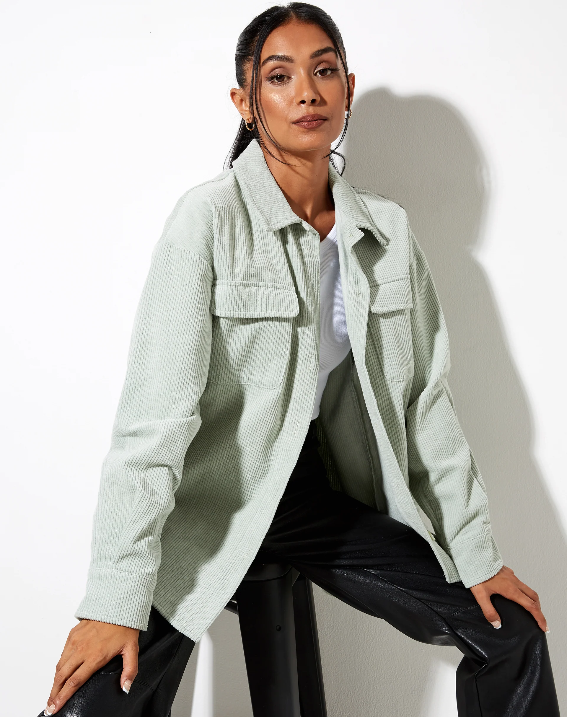 Marcy Shirt in Corduroy Washed Blue - Awmao