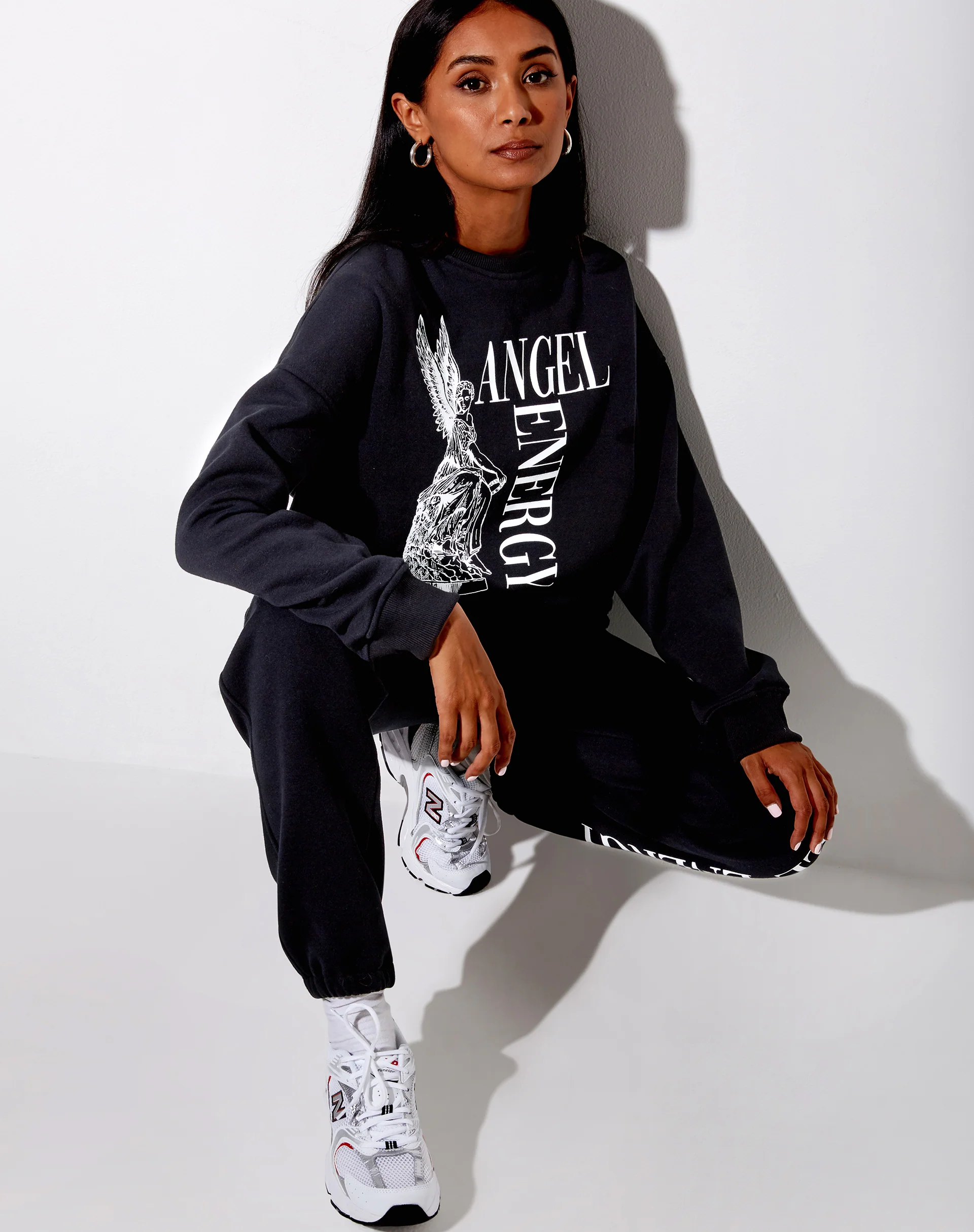 Glo Sweatshirt in Black 'Angel Energy' - Awmao