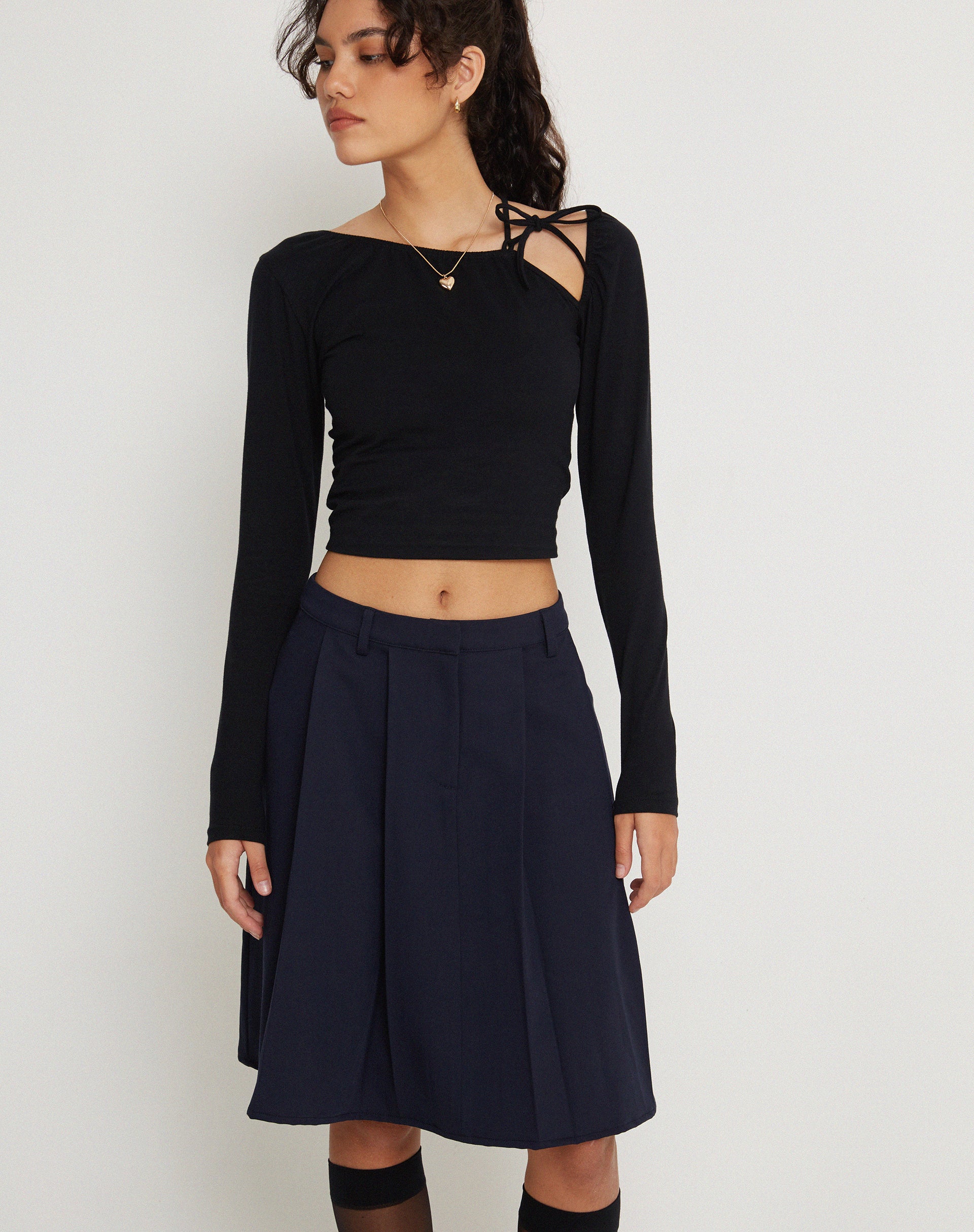 Hedva Long Sleeve Top in Black - Awmao