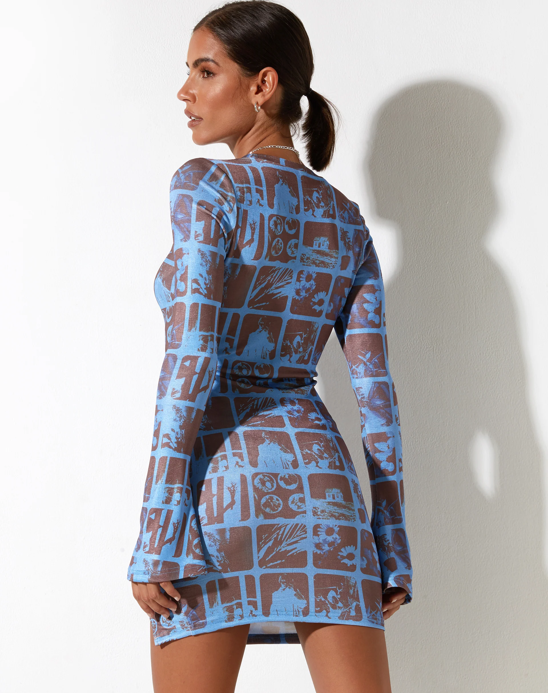 Nariko Bodycon Dress in Photographic Blue - Awmao