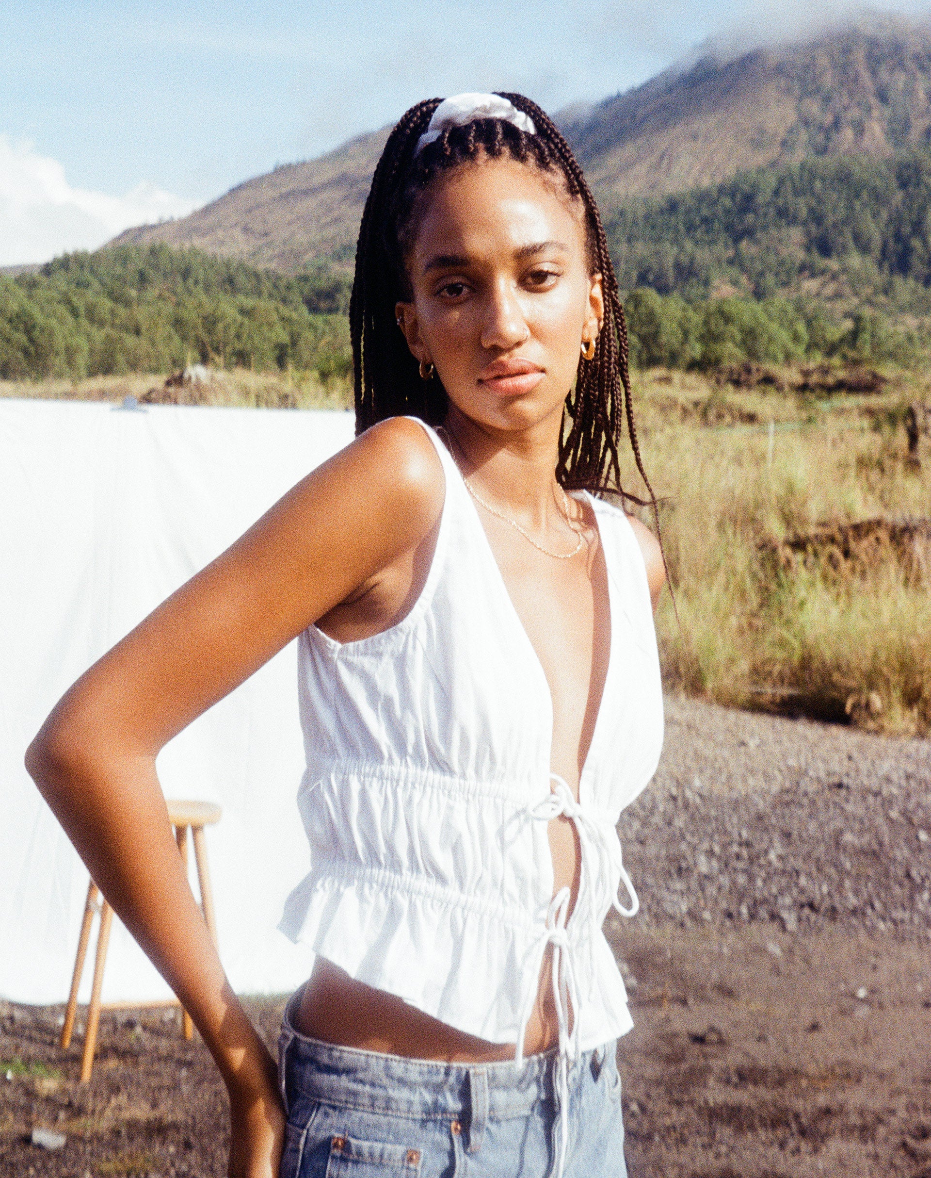Kayson Crop Top in White - Awmao