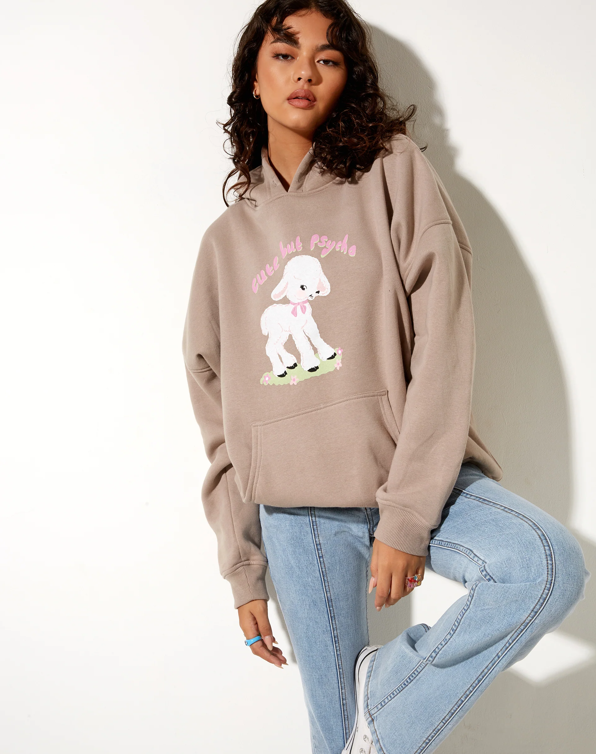 Oversize Hoodie in Mushroom Cute But Psycho - Awmao