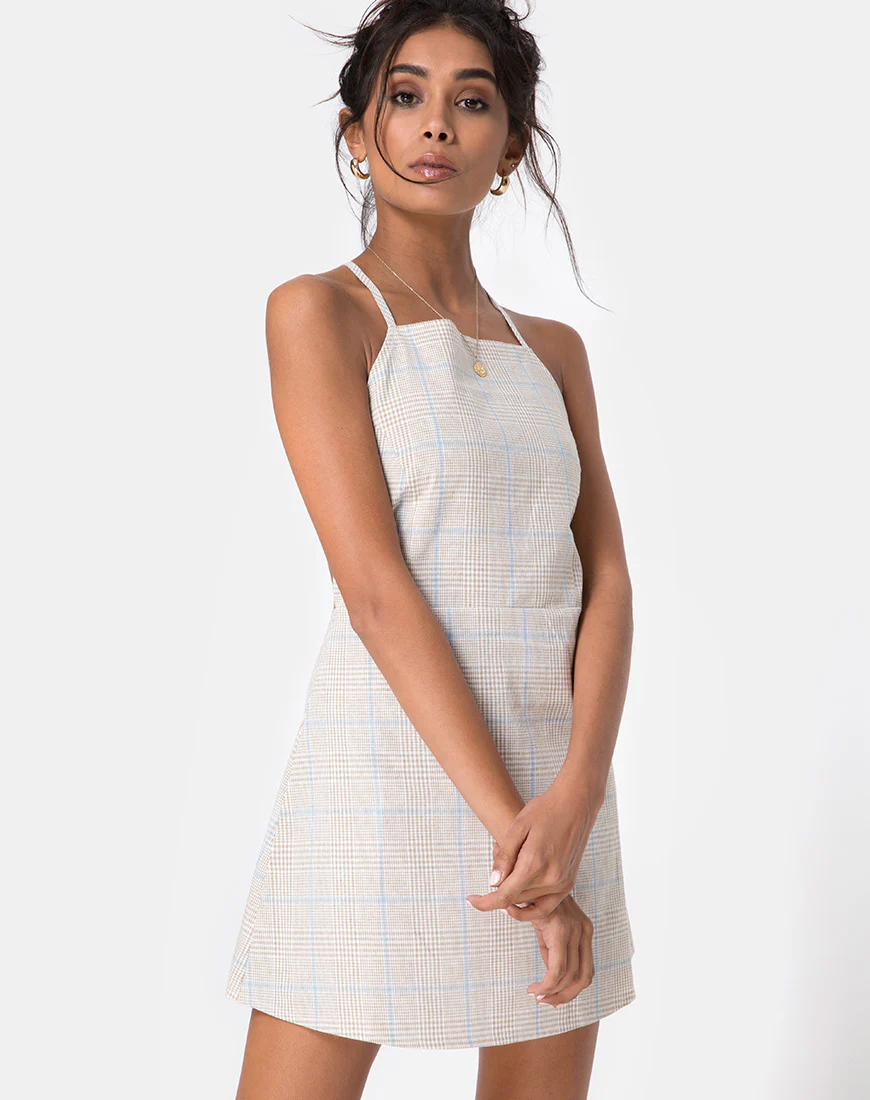 Vore Dress in Tonal Cotton Plaid - Awmao