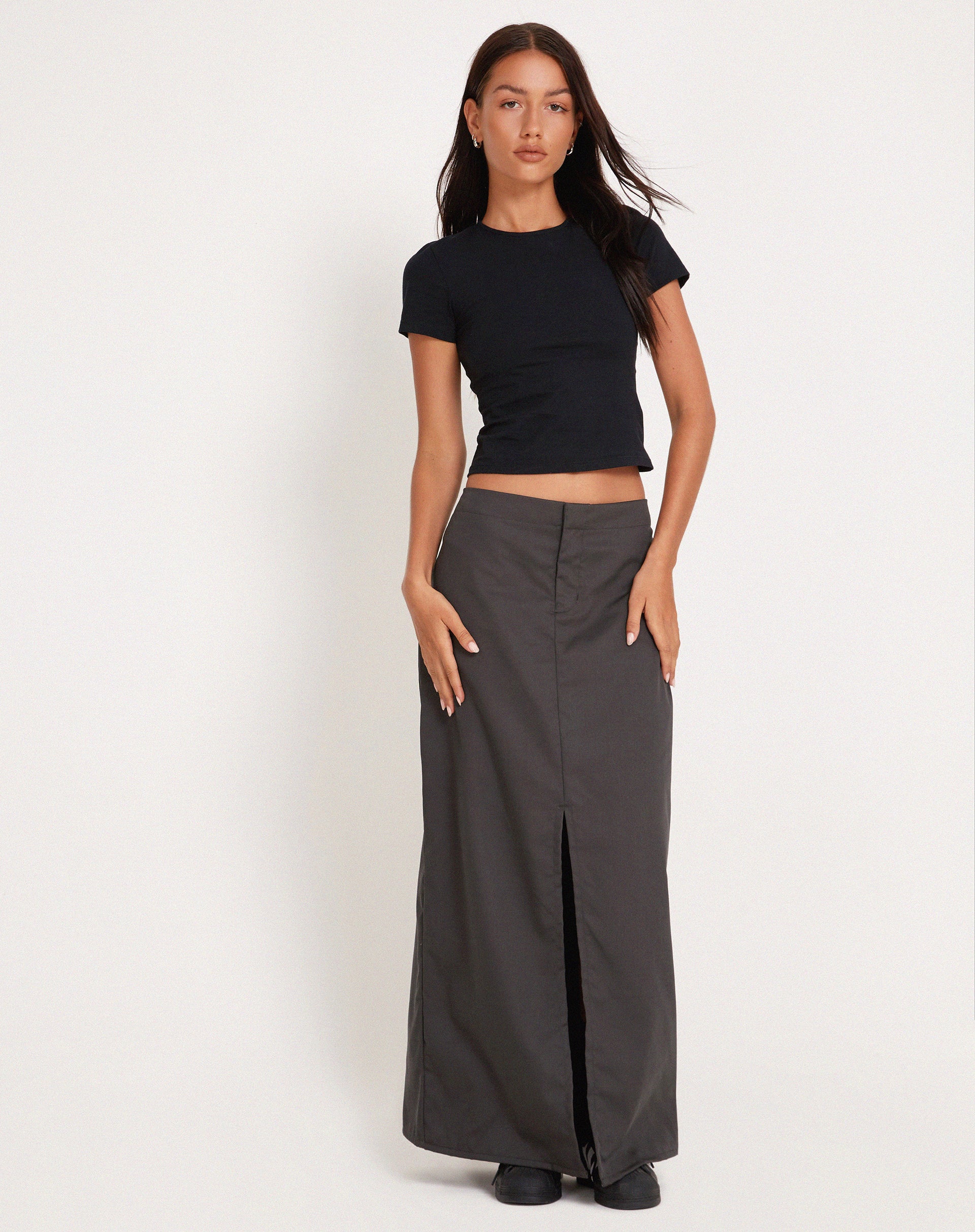 Haisley Maxi Cargo Skirt in Dark Grey - Awmao