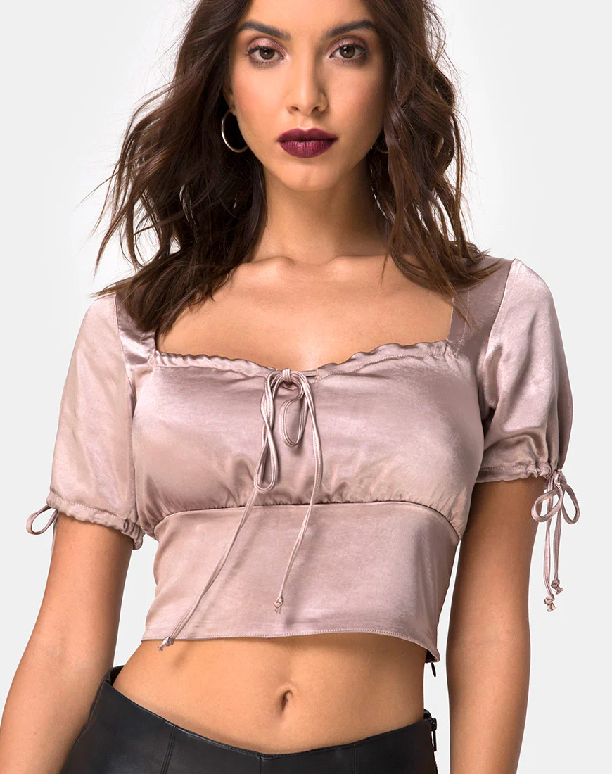 Jene Top in Satin Mink - Awmao