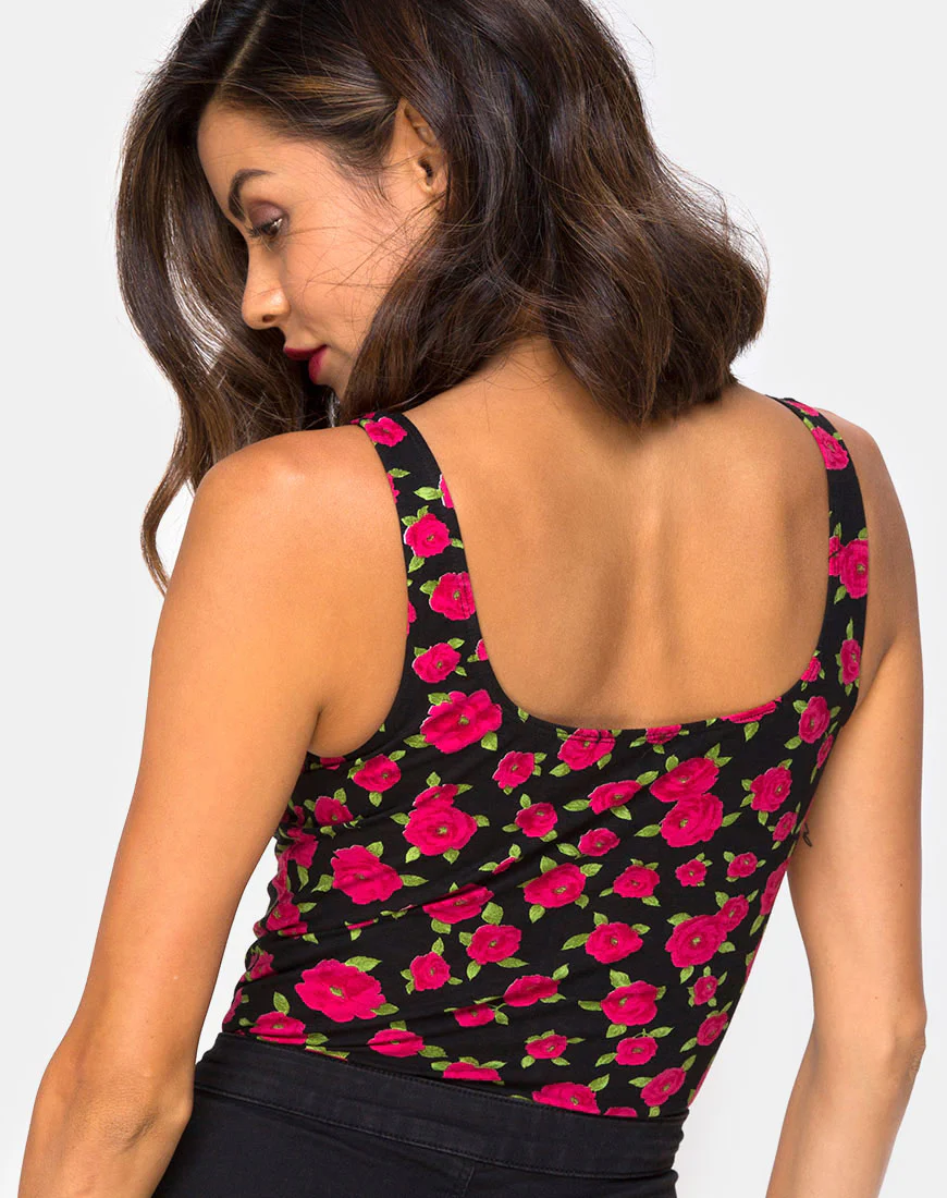 Bida Bodice in Red Bloom - Awmao