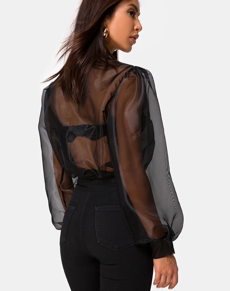 Makiza Top in Black Organza - Awmao